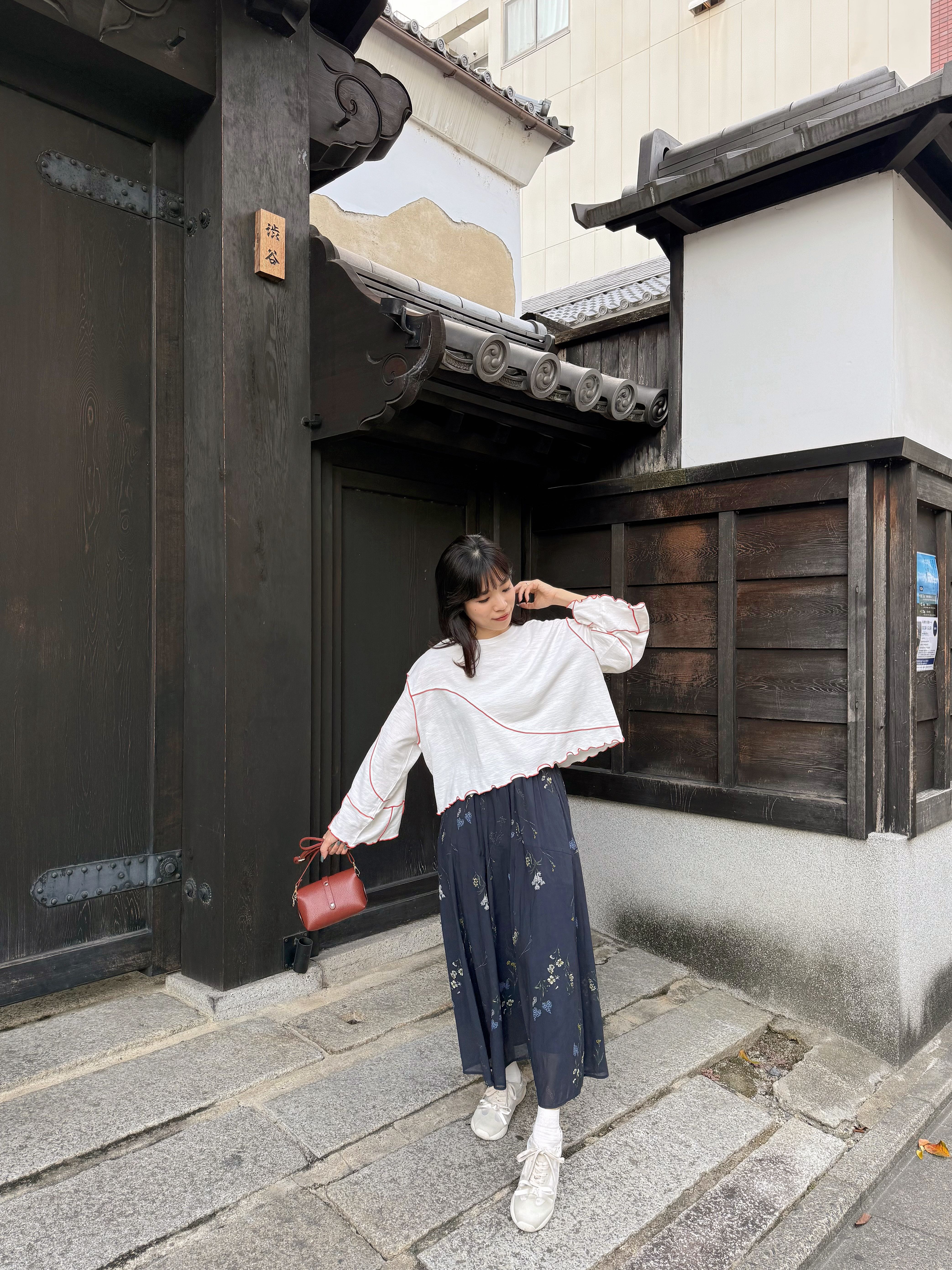 2種長度•印花有袋雪紡半身裙