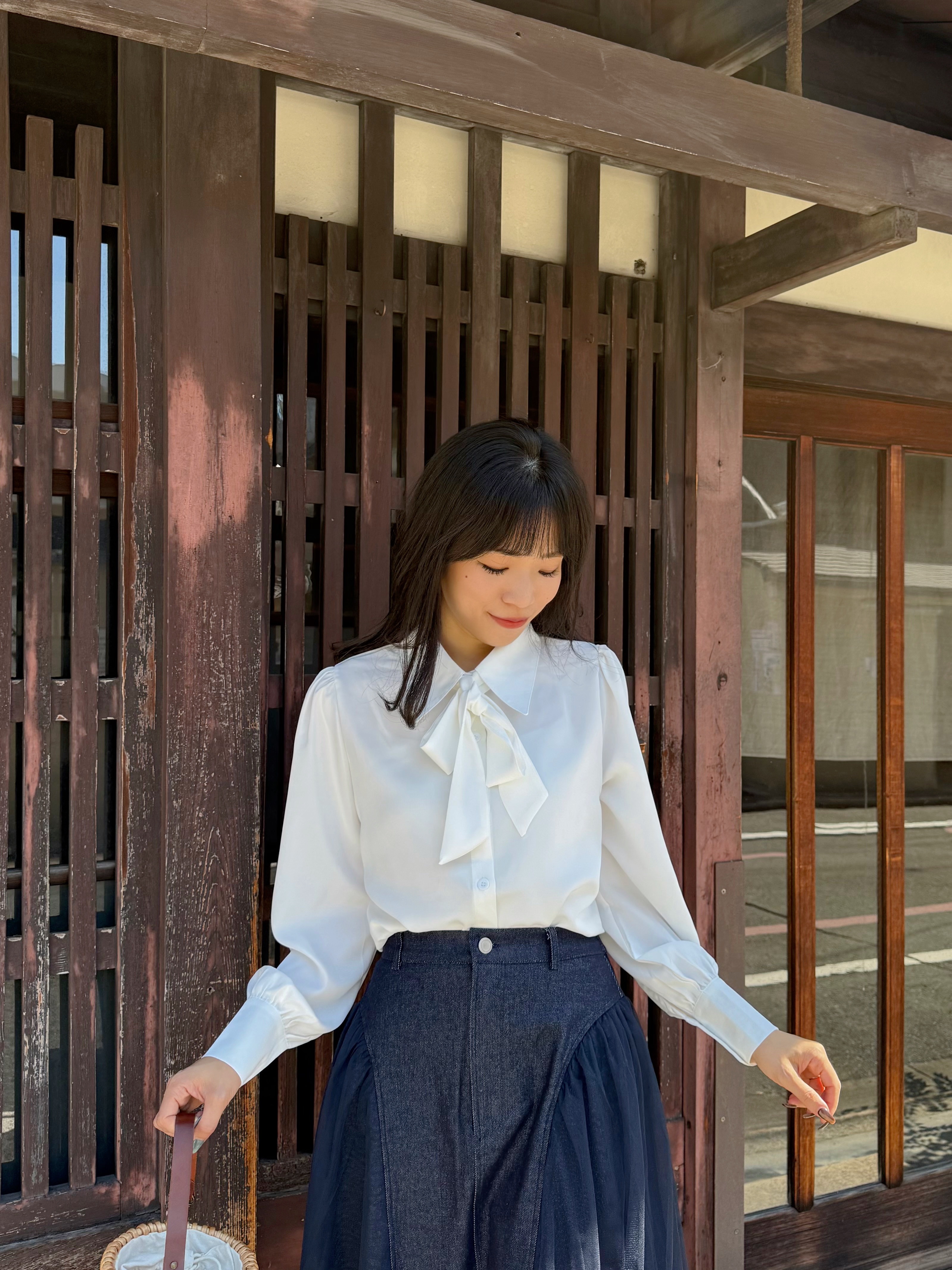 5色•基礎款蝴蝶結雪紡恤衫