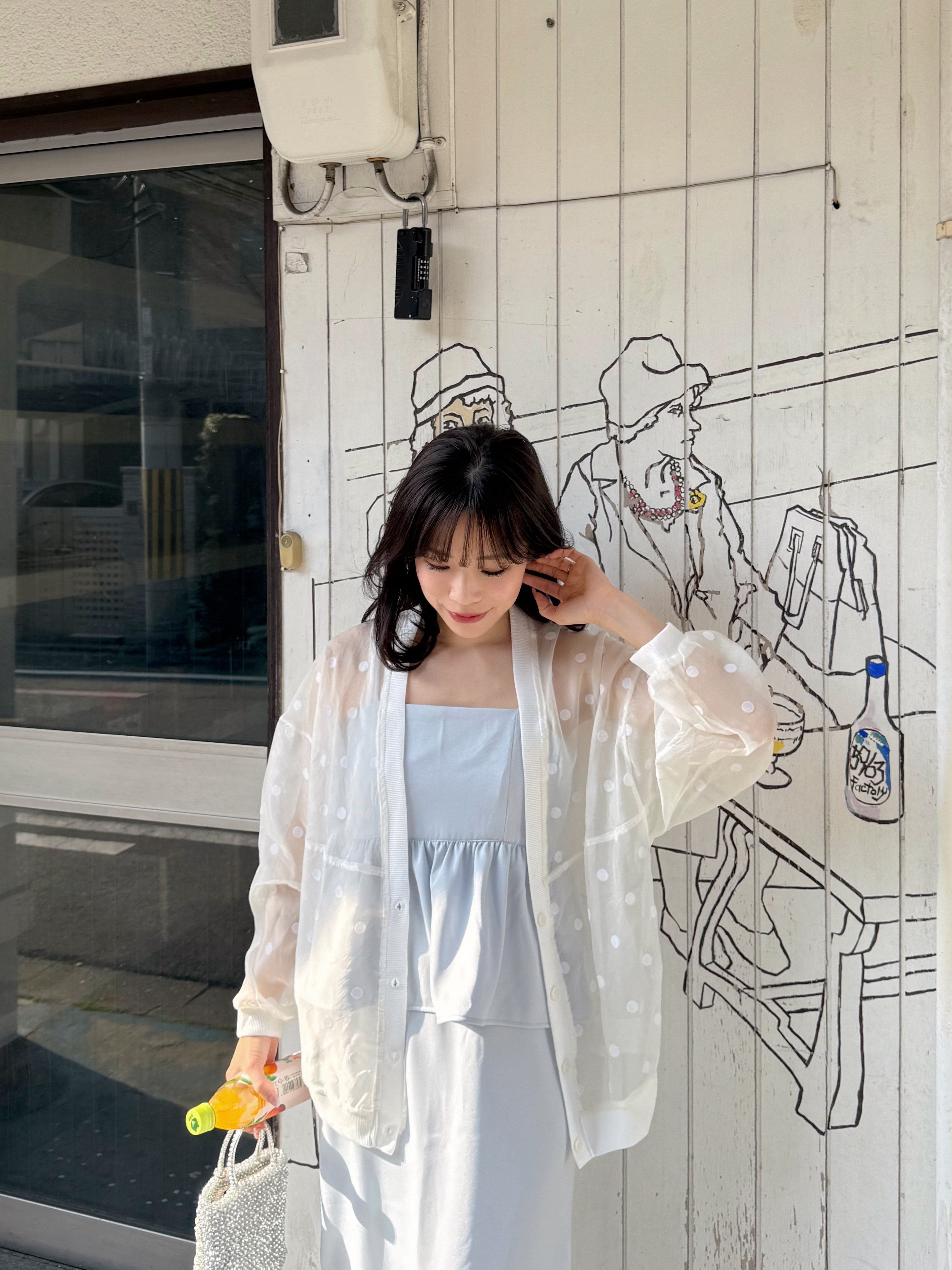 波點透感雪紡長款防曬外套