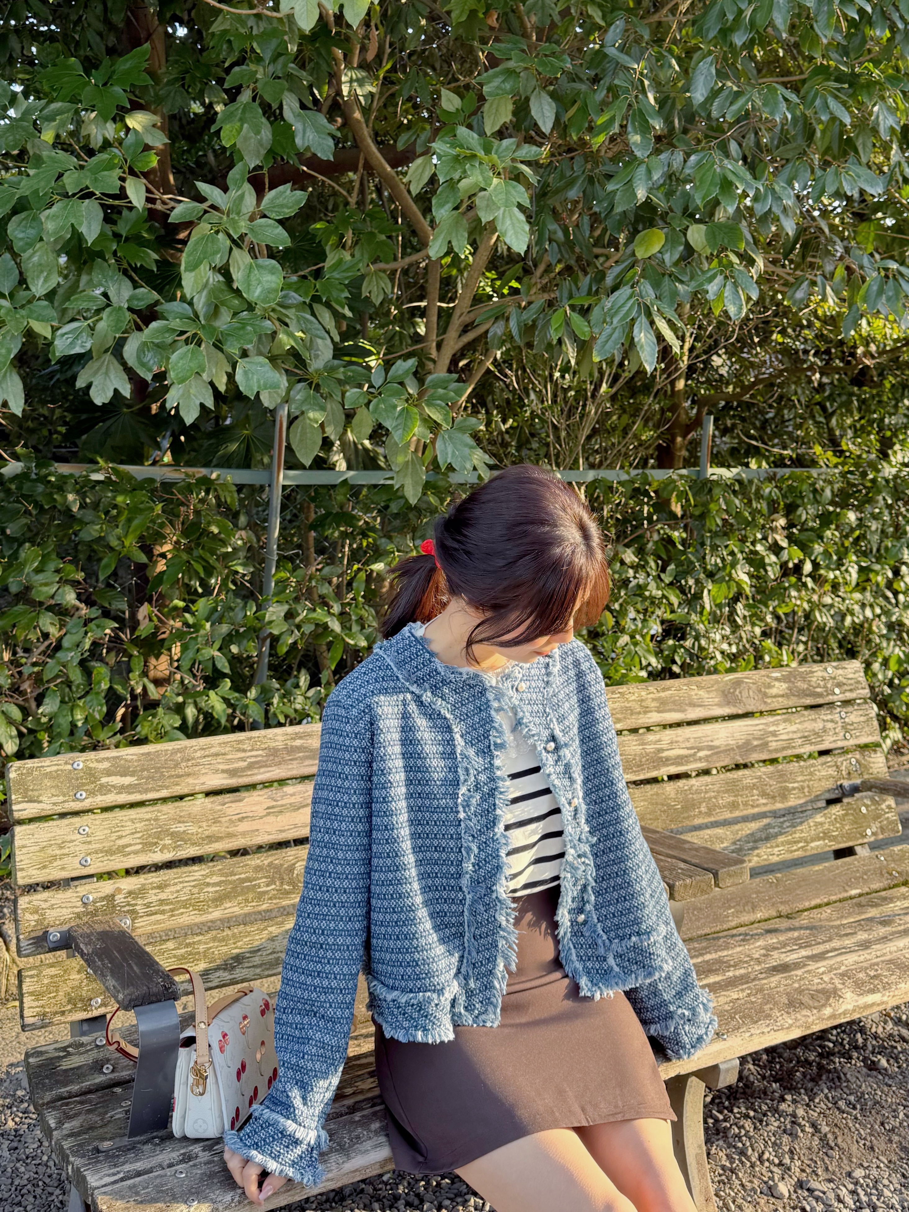 小香風牛仔色流蘇Tweed外套