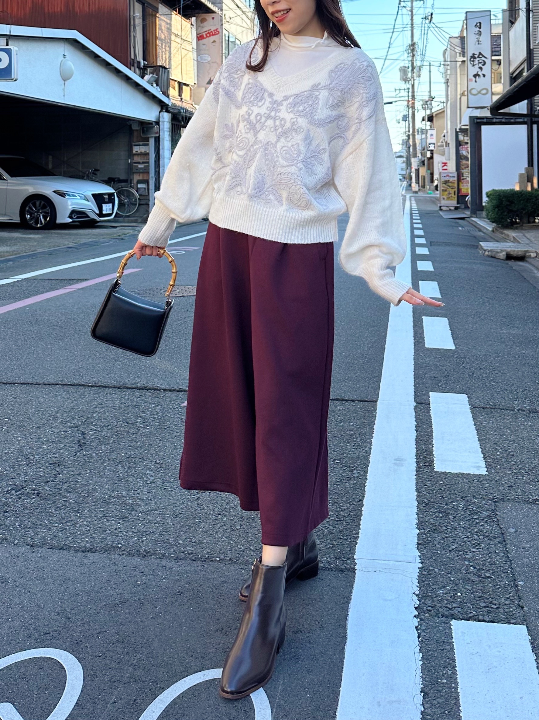 簡約秋冬淨色闊腳褲