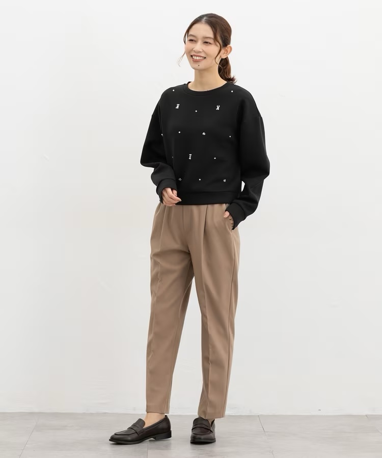 4色・S-XL・寶石裝飾圓領衛衣上衣