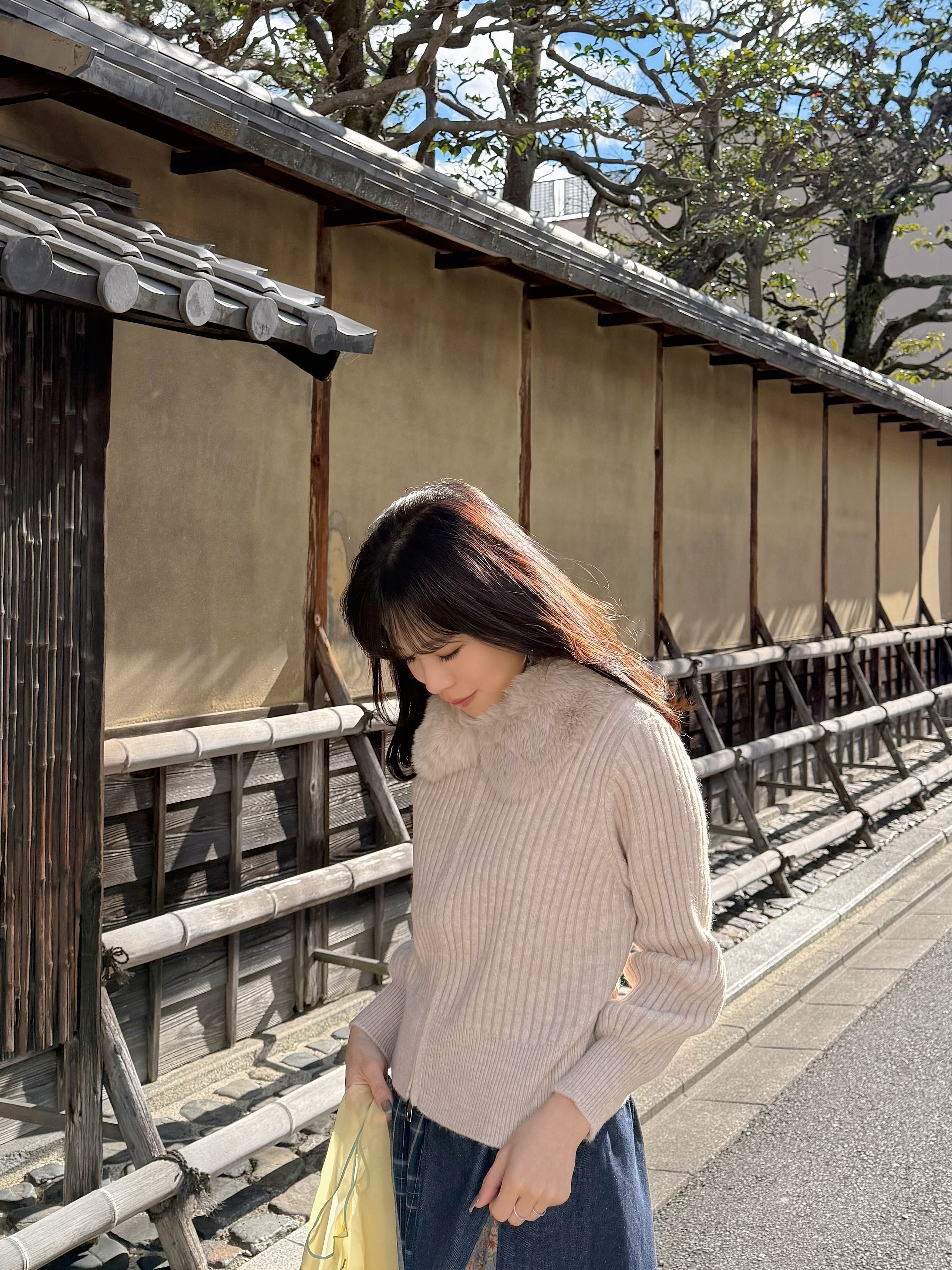 毛毛領拉鍊針織外套