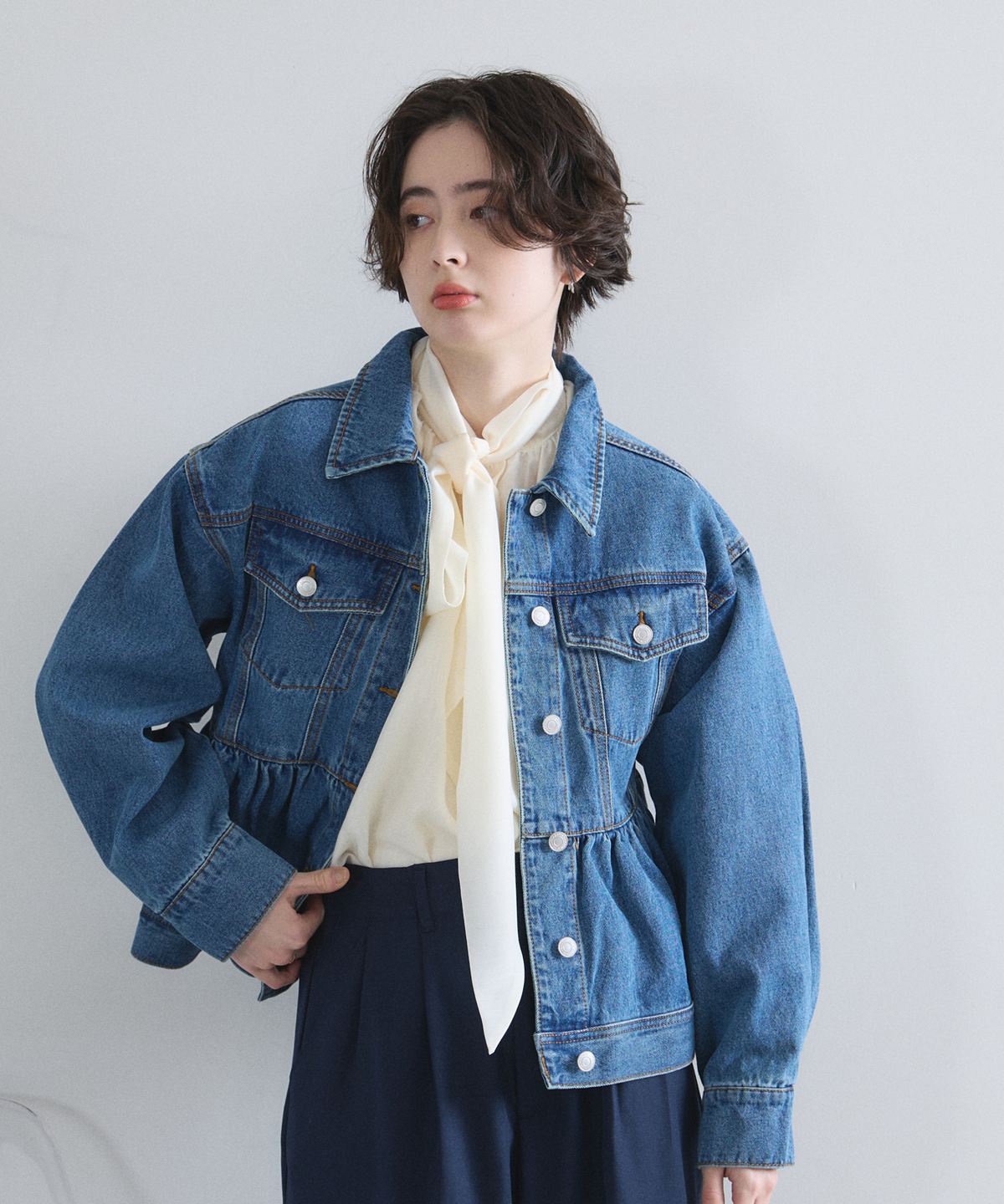 2色•傘尾牛仔外套