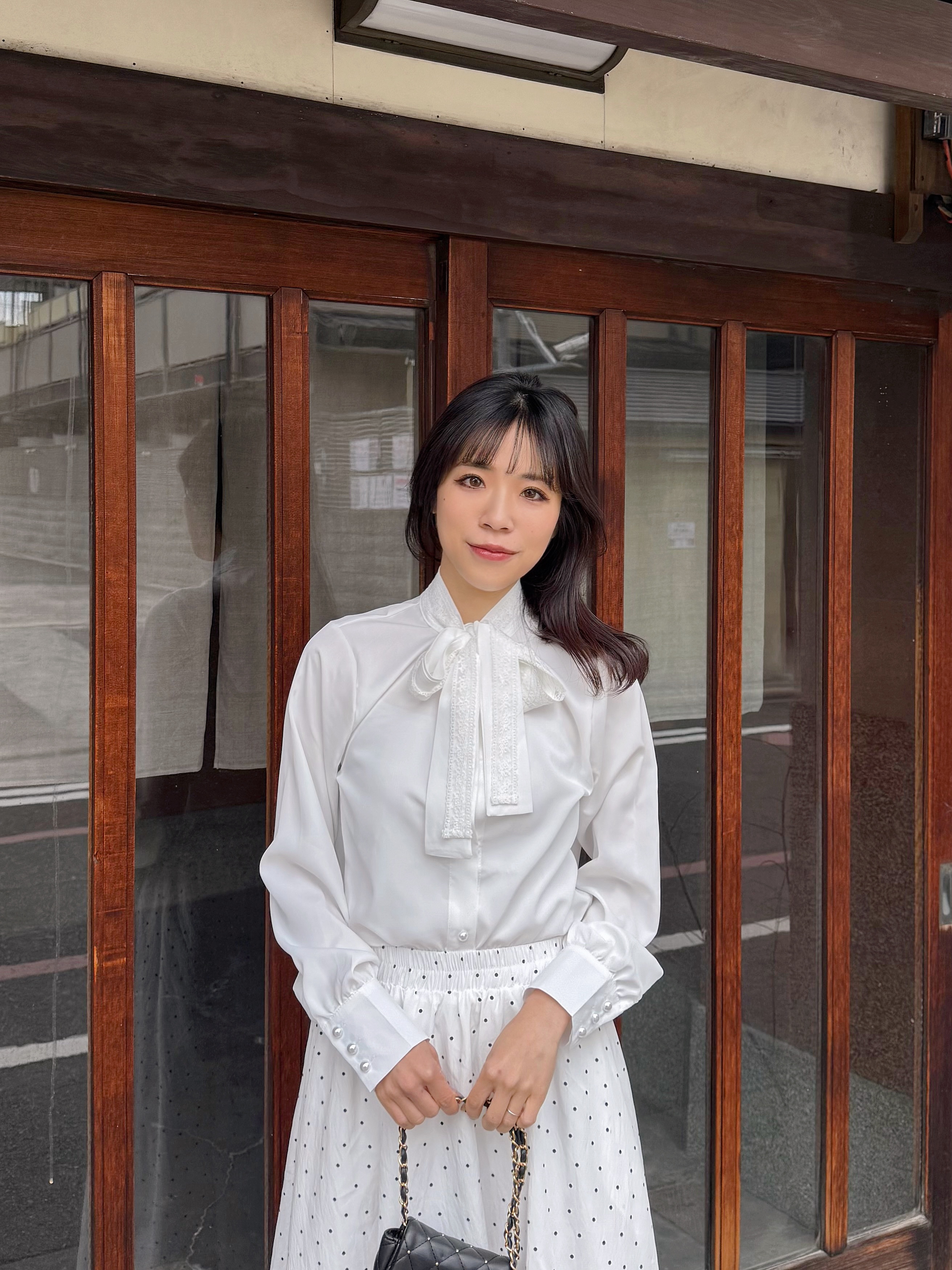 SpecialPrice•3色•蕾絲蝴蝶結領雪紡上衣