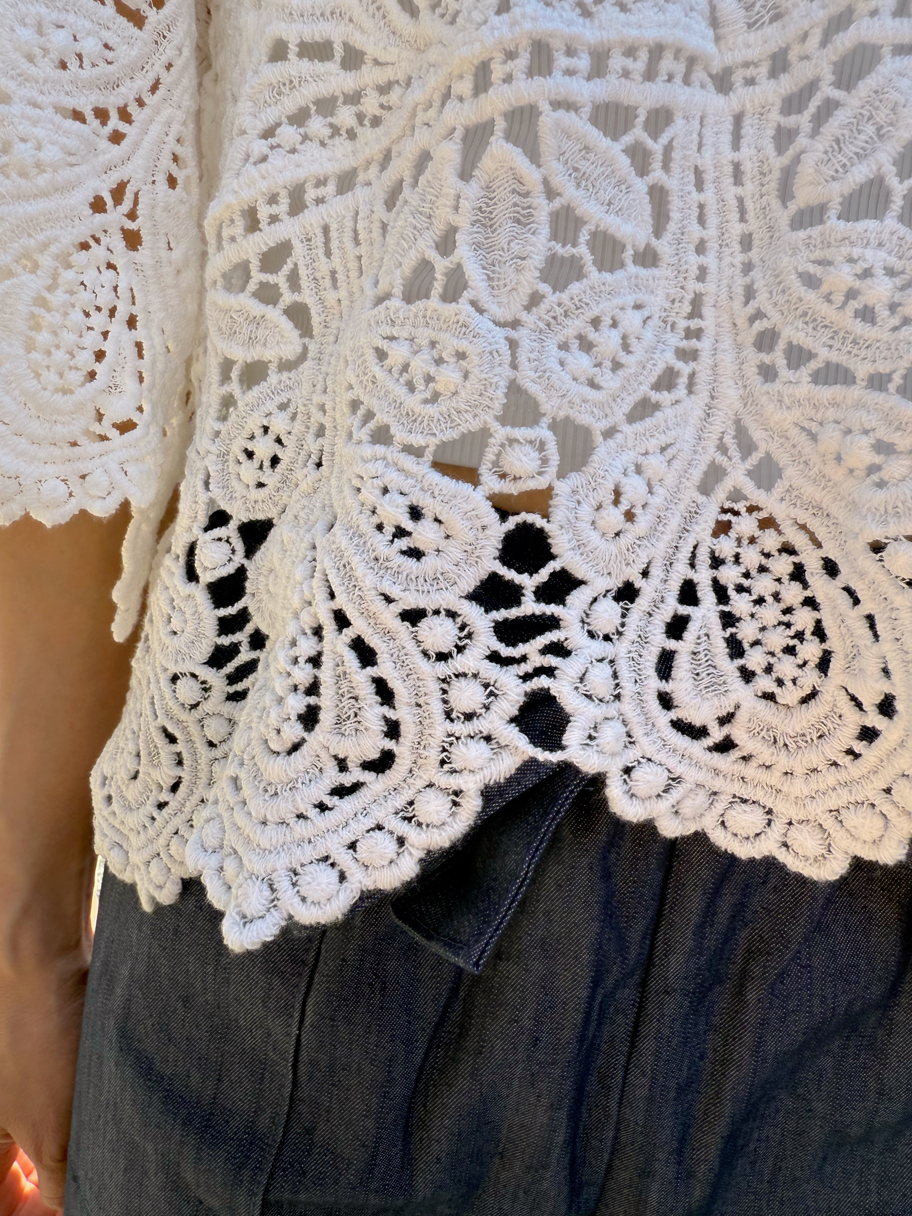 5分傘袖鏤空上衣