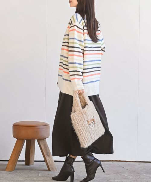 3色•Size F•貓咪刺繡羊羔絨手袋
