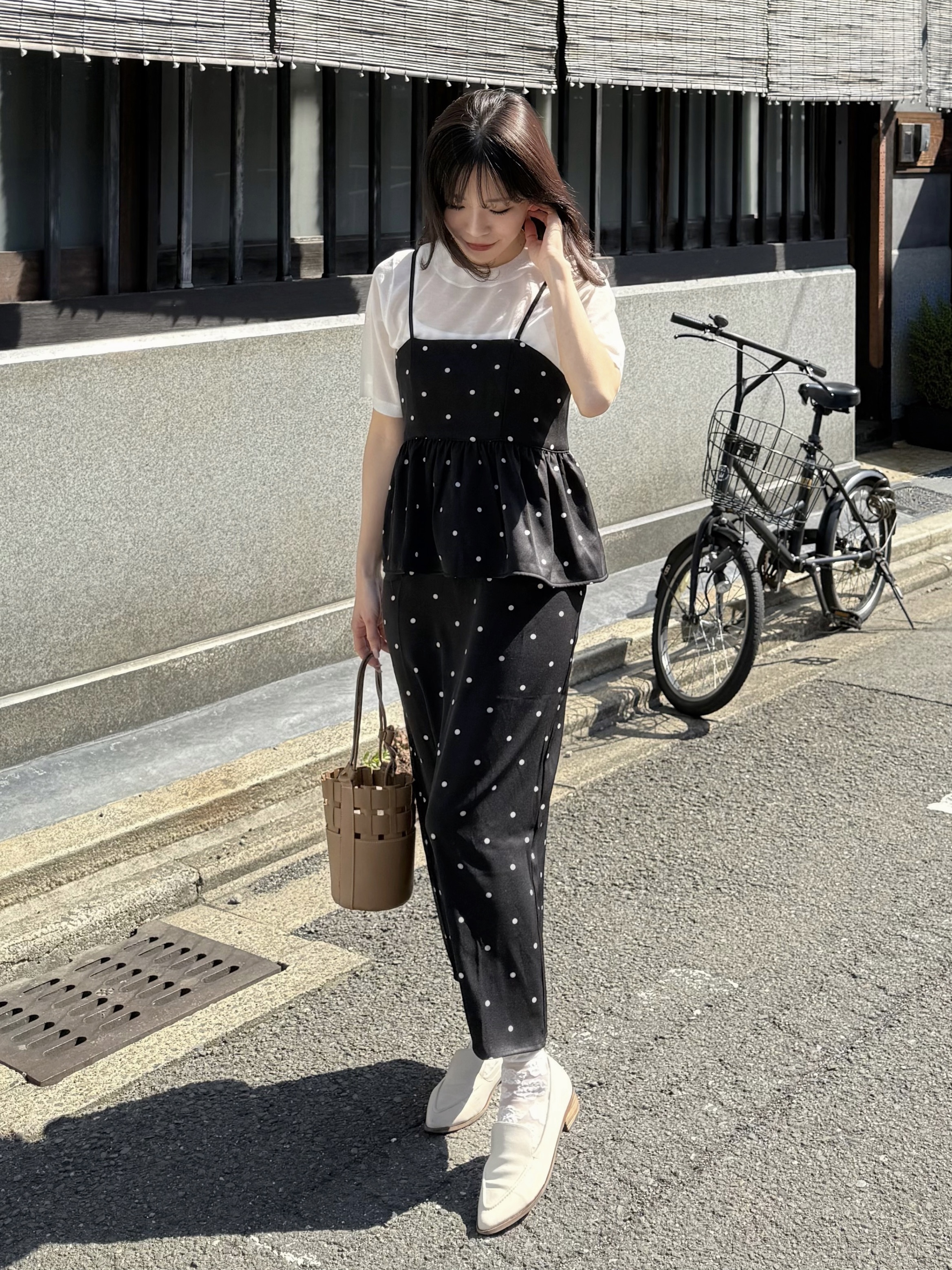 波點吊帶連身裙