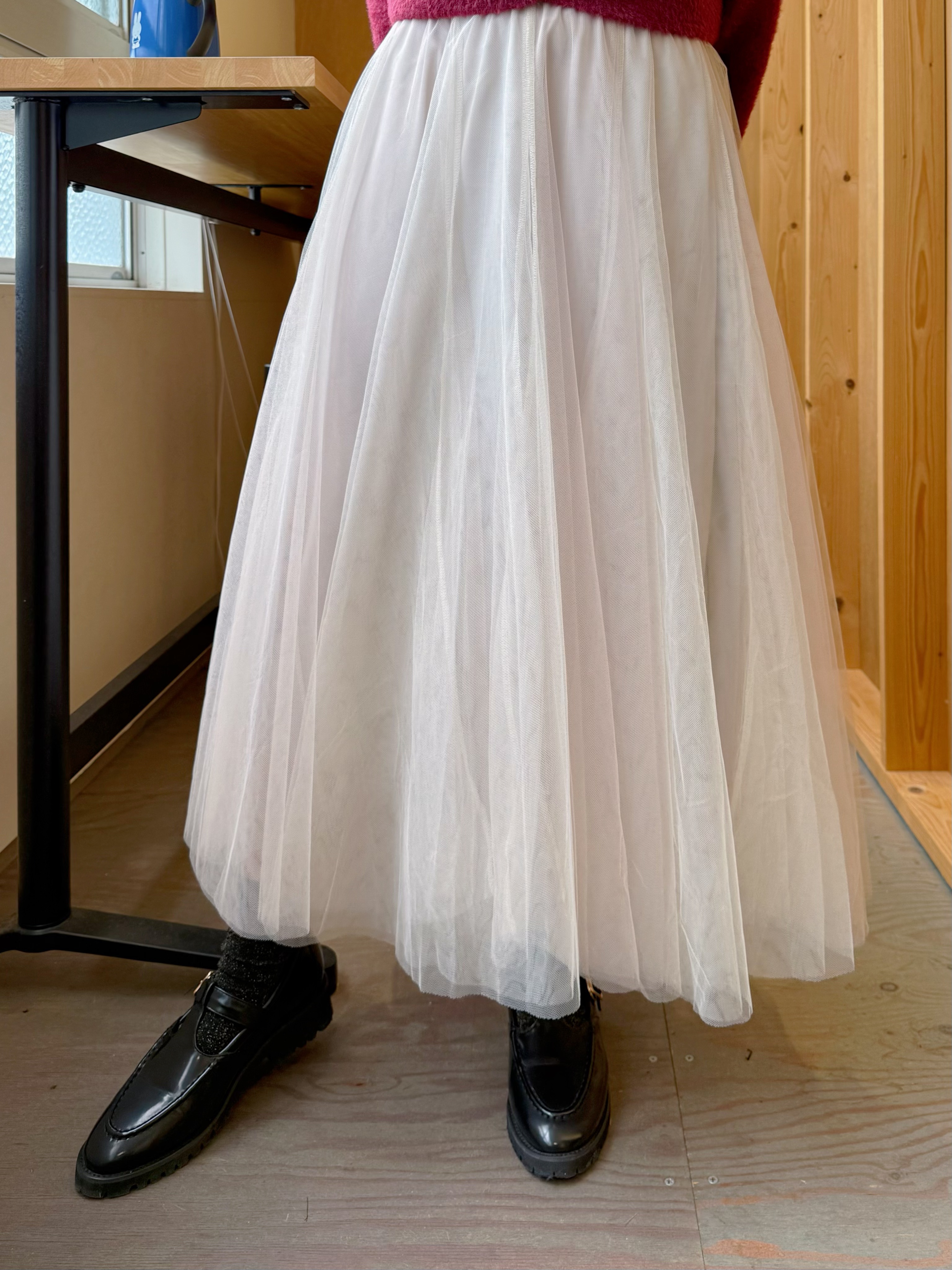 3色•深淺拼色紗紗A line半身裙