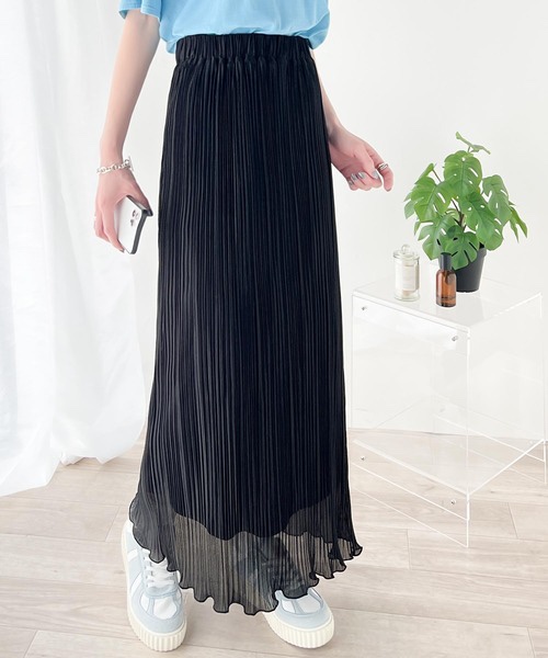 褶邊下襬圓光透明裙