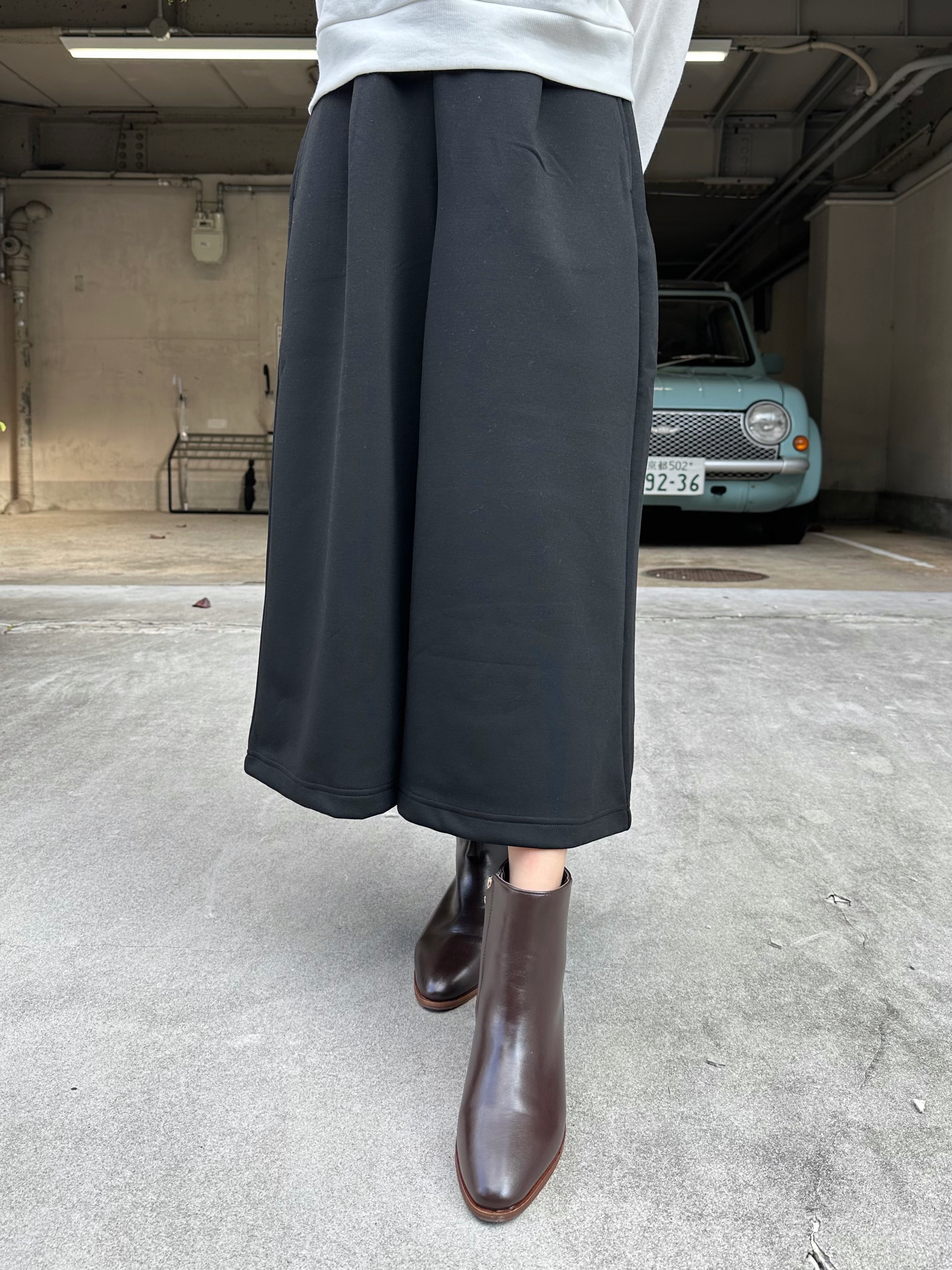 簡約秋冬淨色闊腳褲