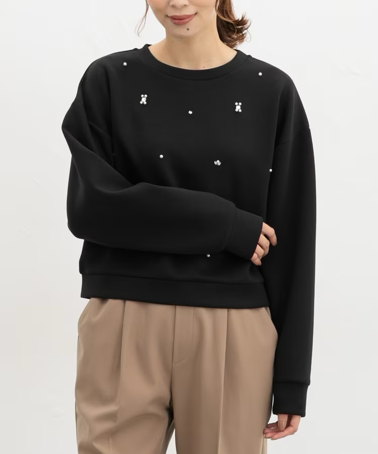 4色・S-XL・寶石裝飾圓領衛衣上衣