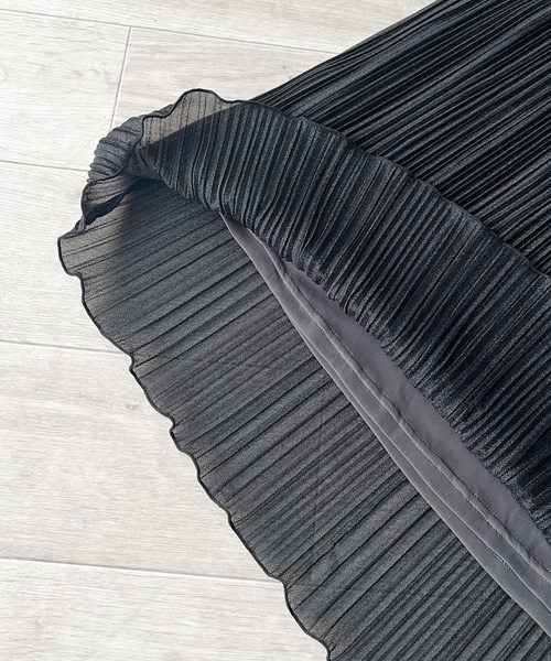 褶邊下襬圓光透明裙