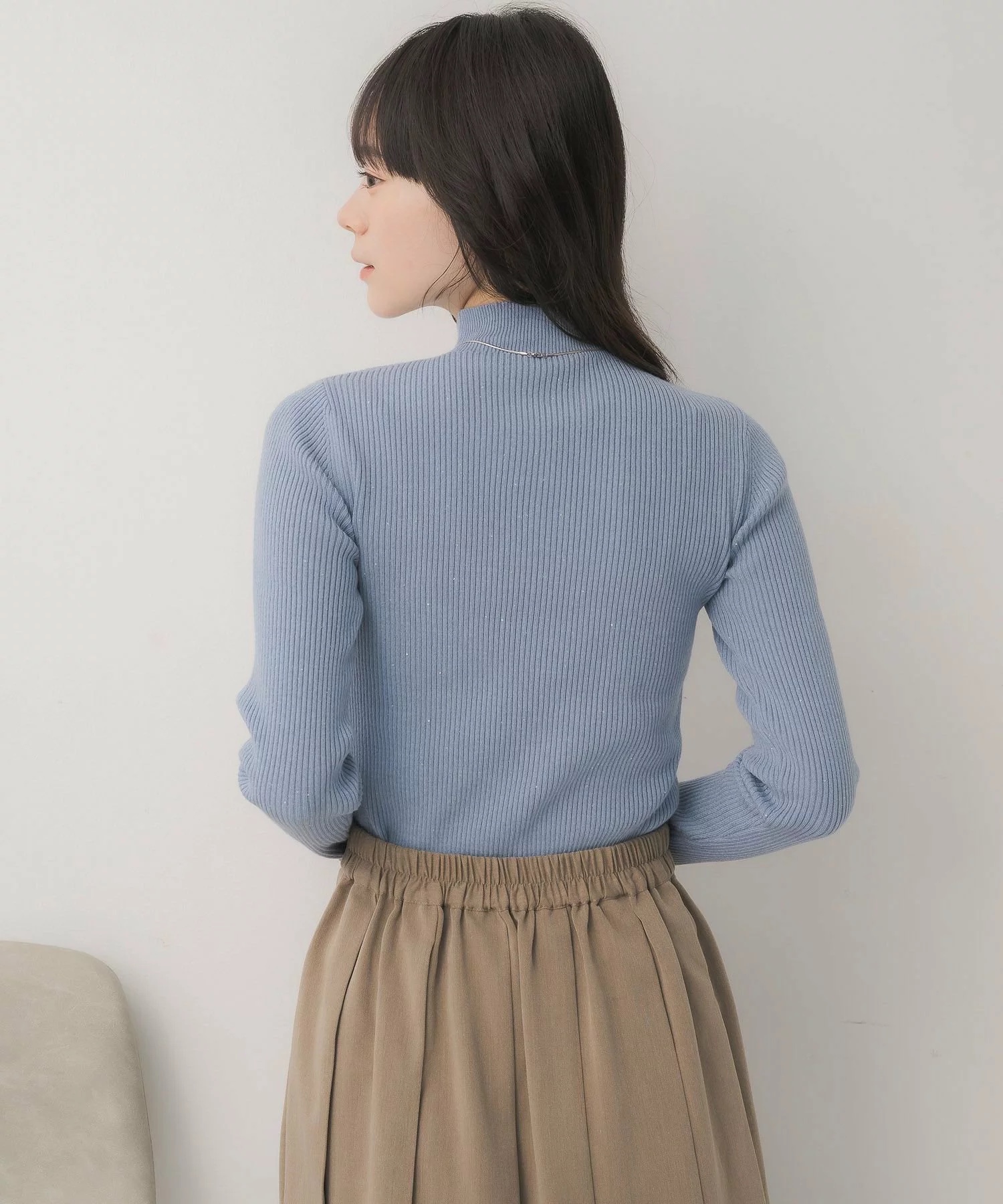 閃閃/ 淨色啞色扣閃閃企領針織