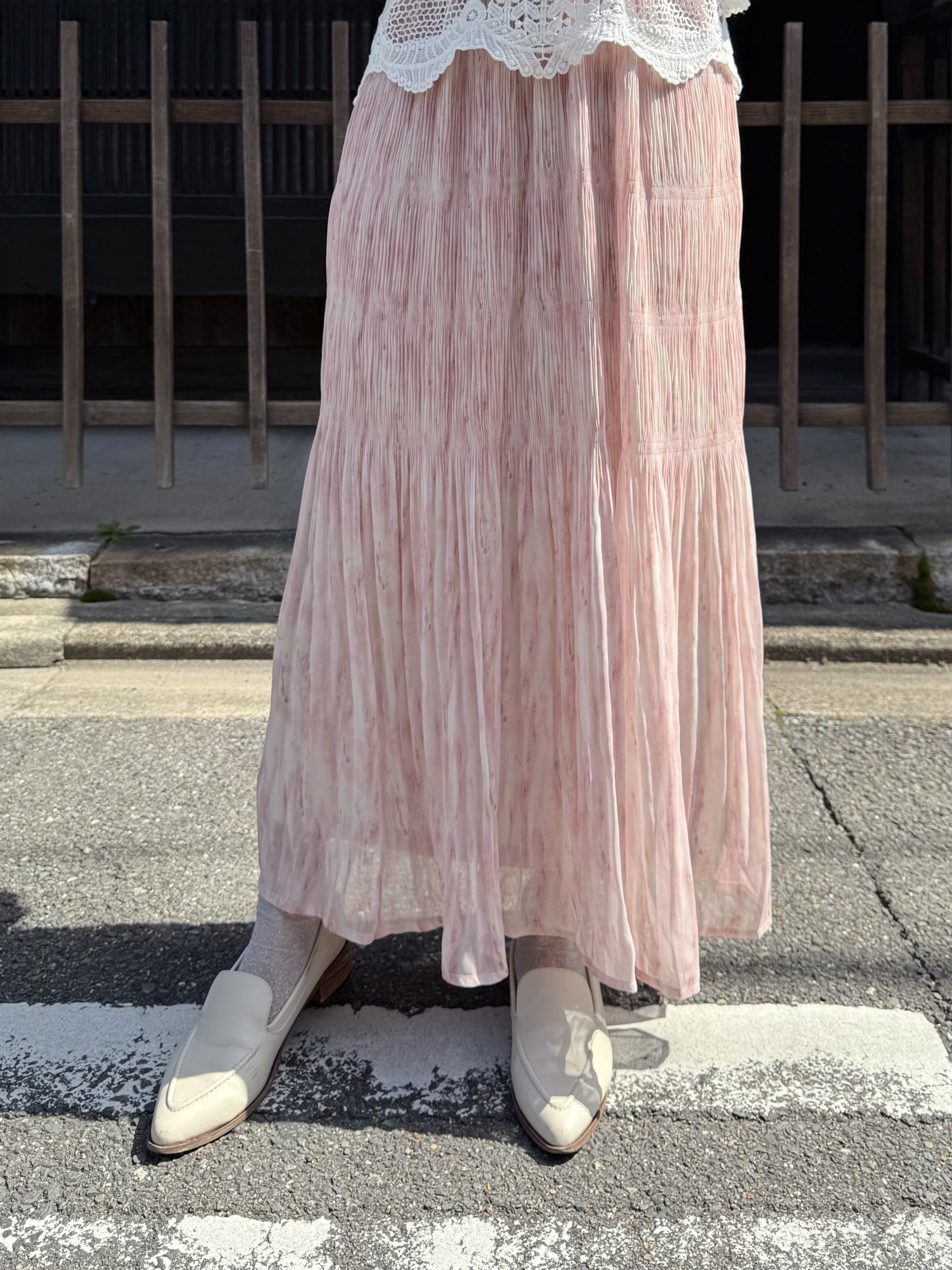 水彩色百摺雪紡半身裙