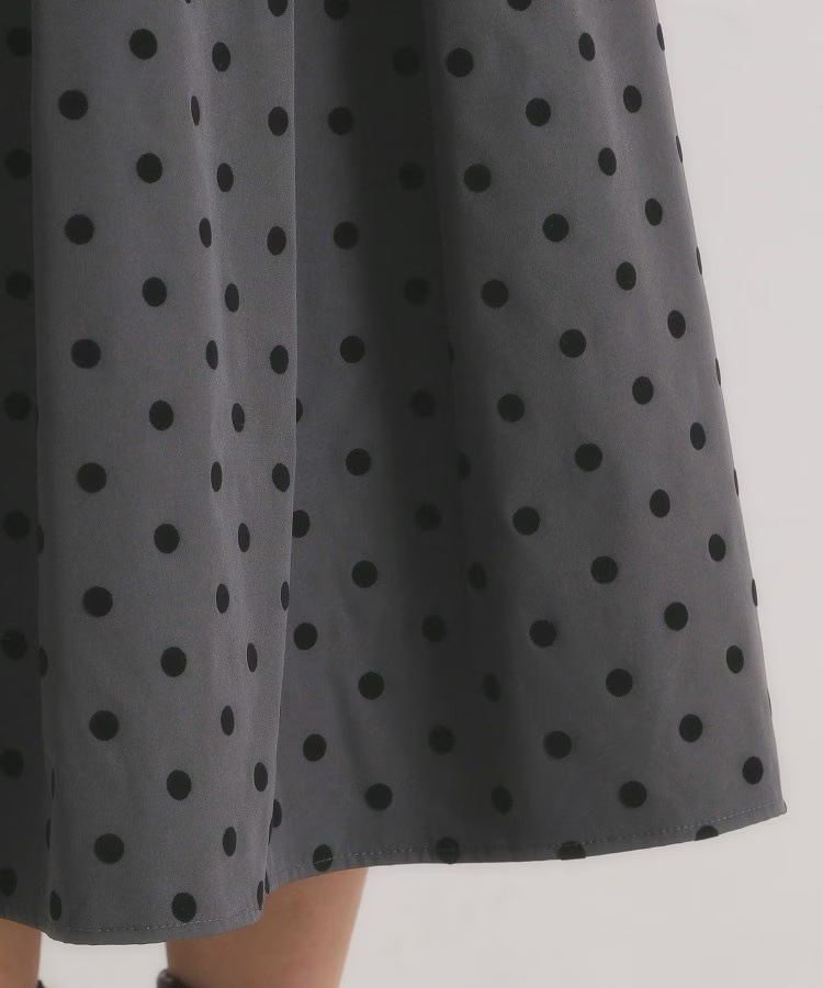 植絨波點A line半身裙