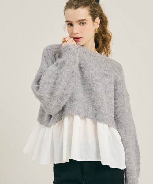 絲絨蝴蝶結傘擺冷衫