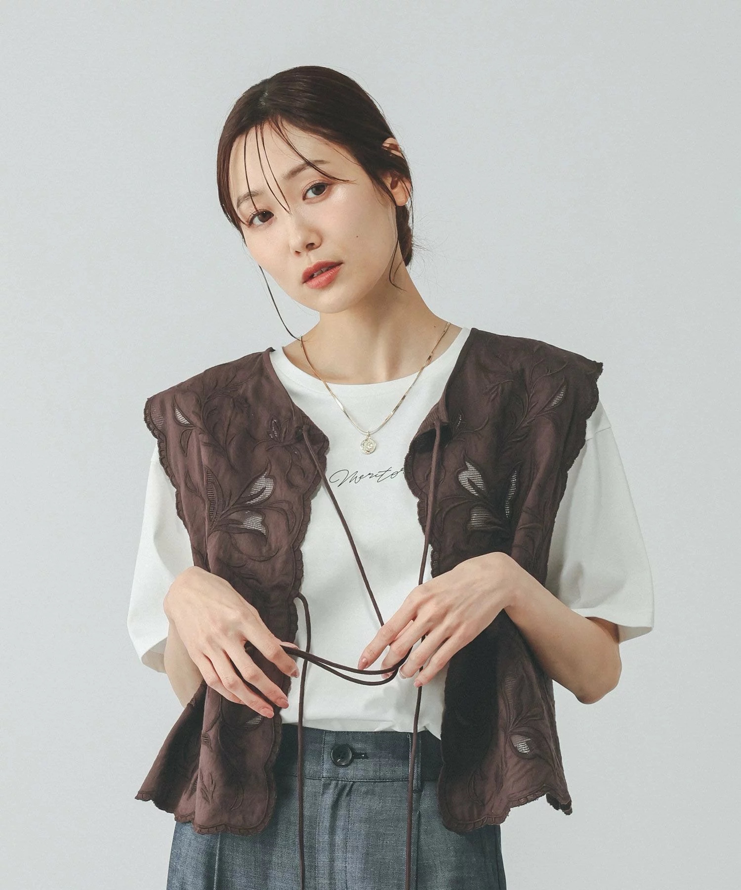 2Way 前後穿刺繡背心外套