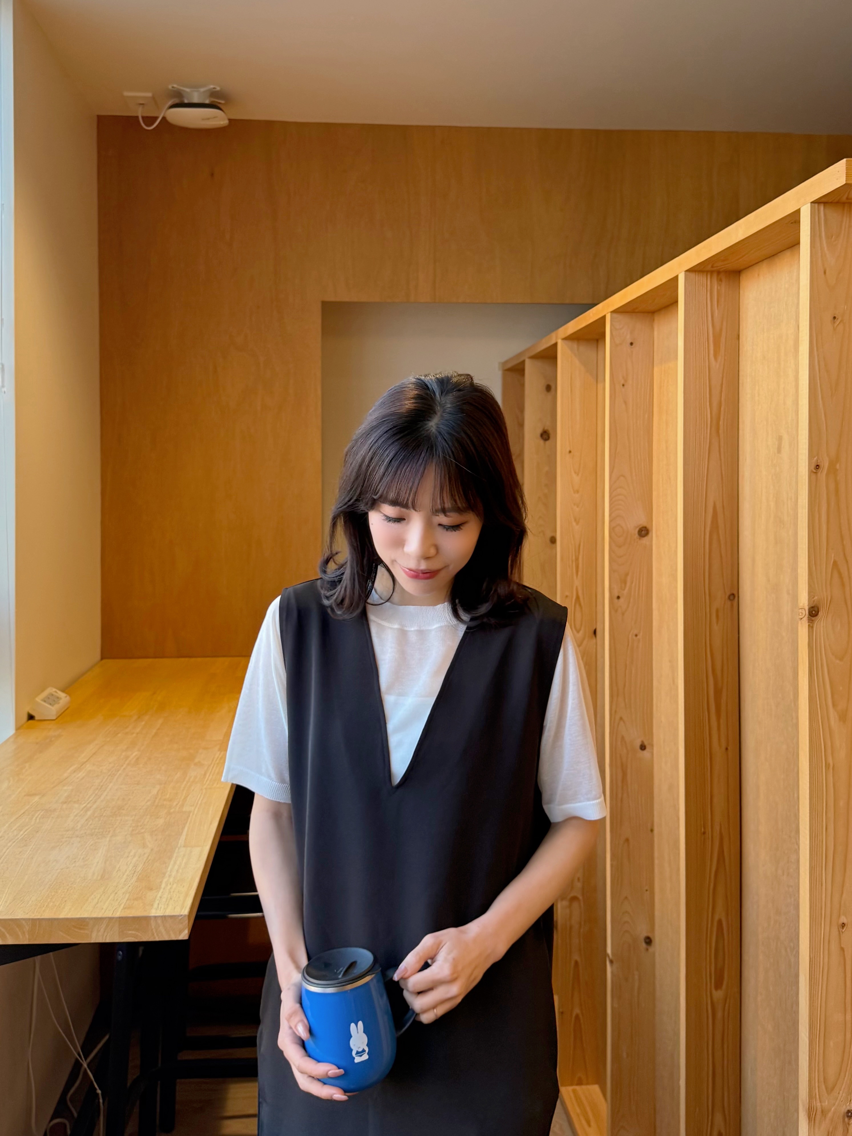 V領有袋雪紡背心連身裙