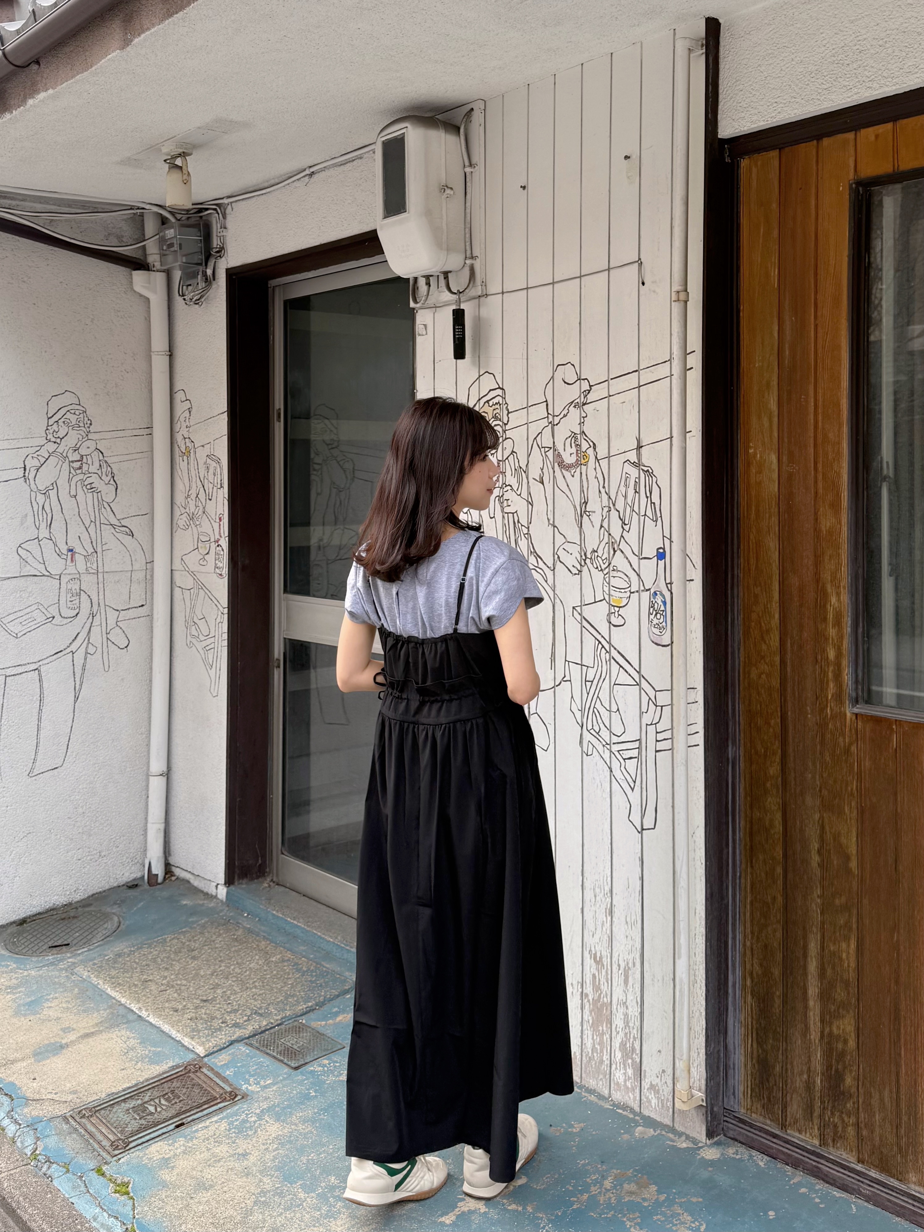 吊帶修腰A line雪紡連身裙