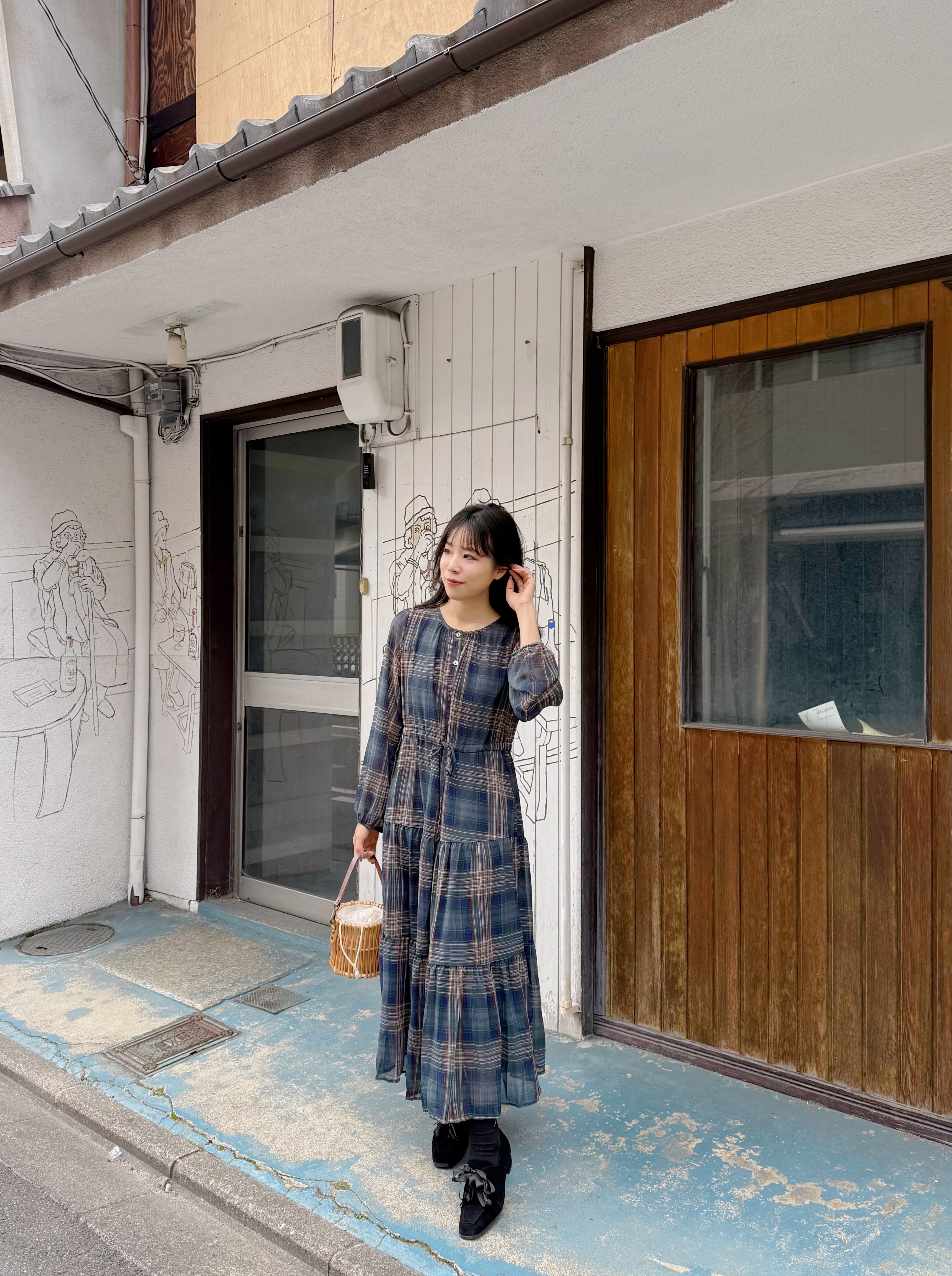 英倫格雪紡連身裙