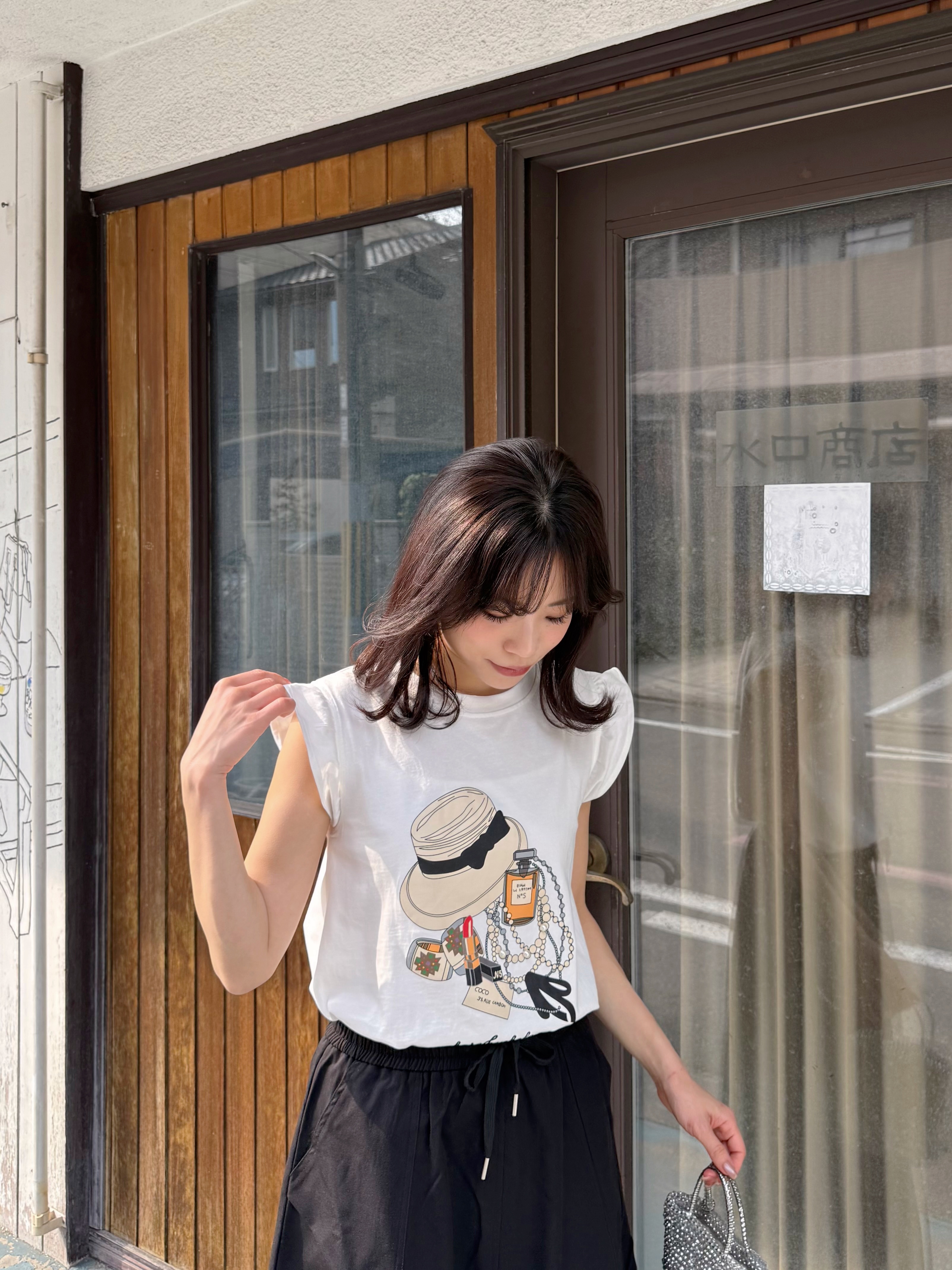 香水草編帽飄飄袖Tee