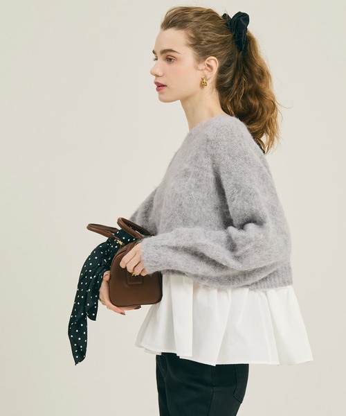 絲絨蝴蝶結傘擺冷衫