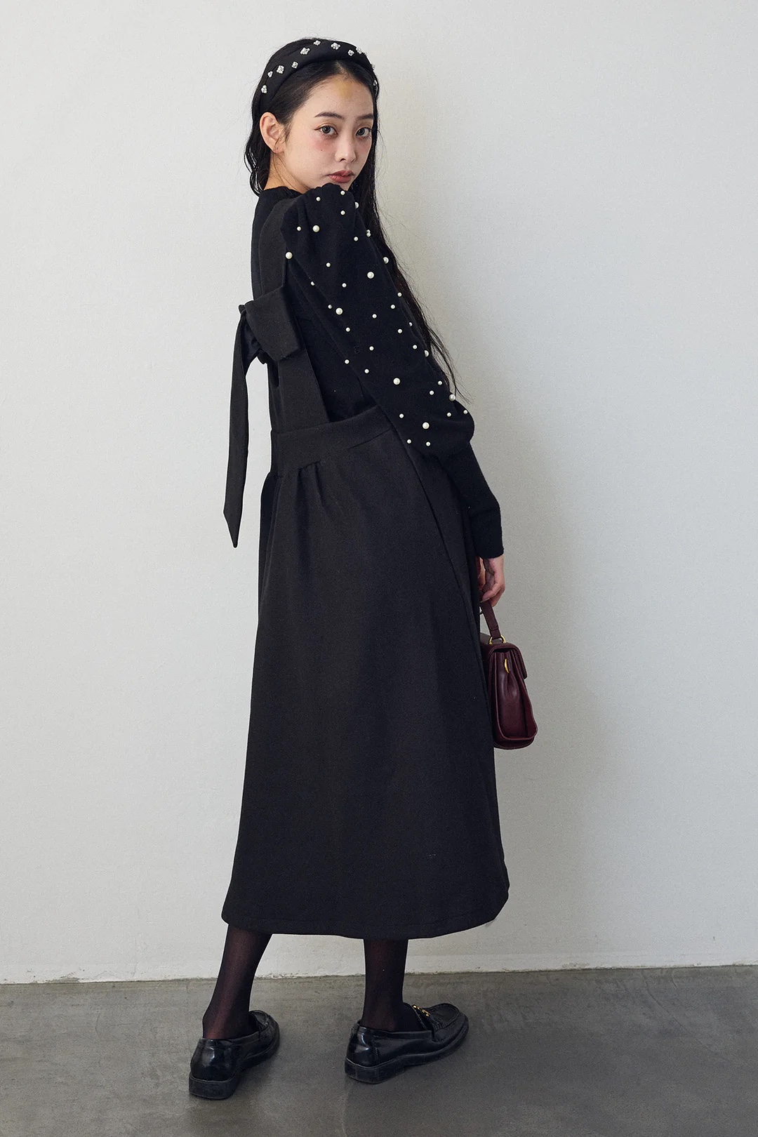 2Way前後蝴蝶結薄絨連身裙