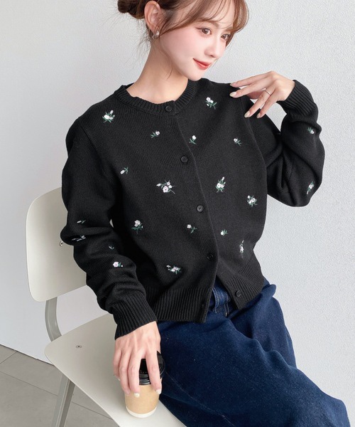 3色•M-L碼•花卉刺繡針織外套