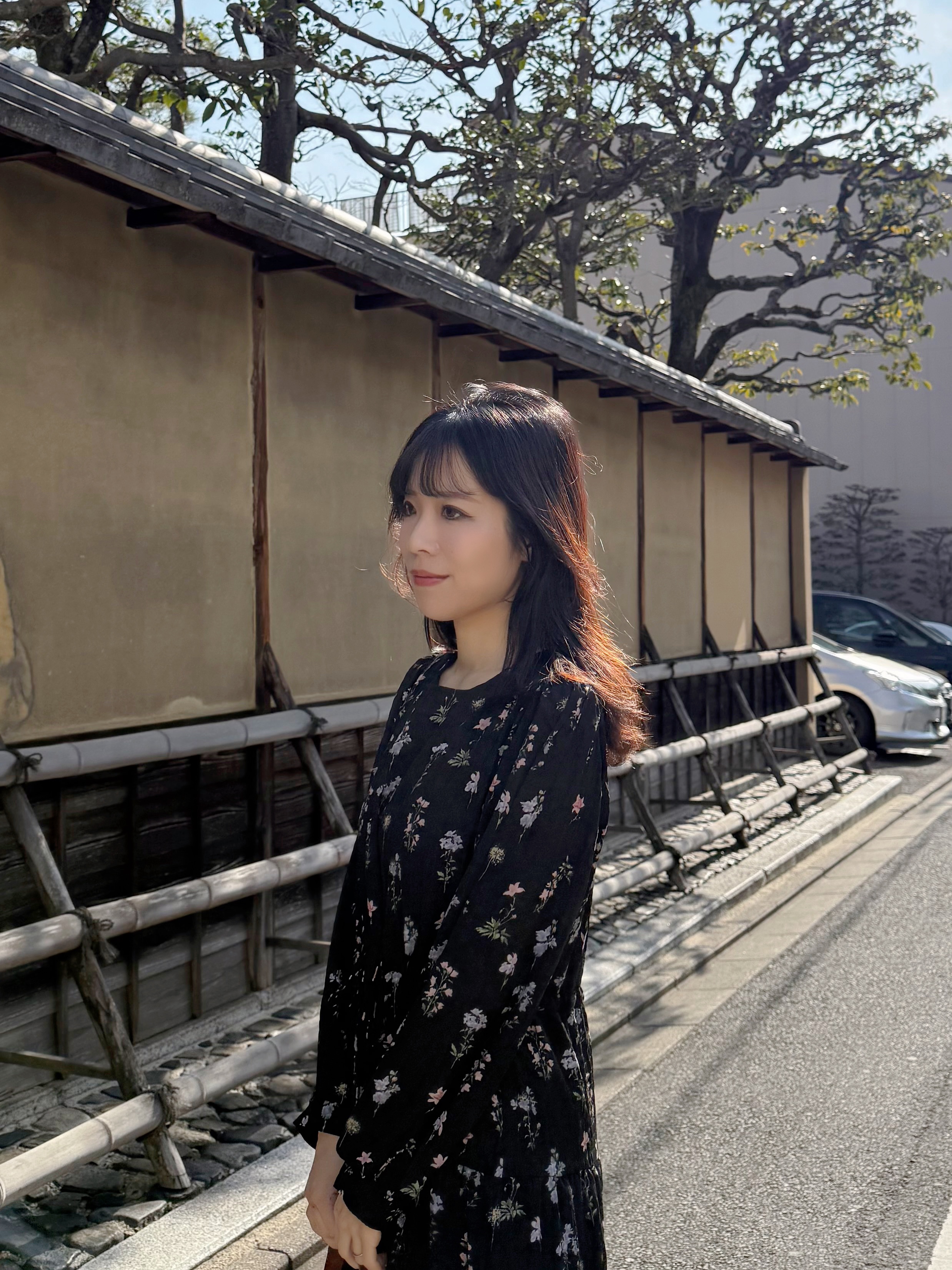 印花圖案索繩腰帶雪紡連身裙