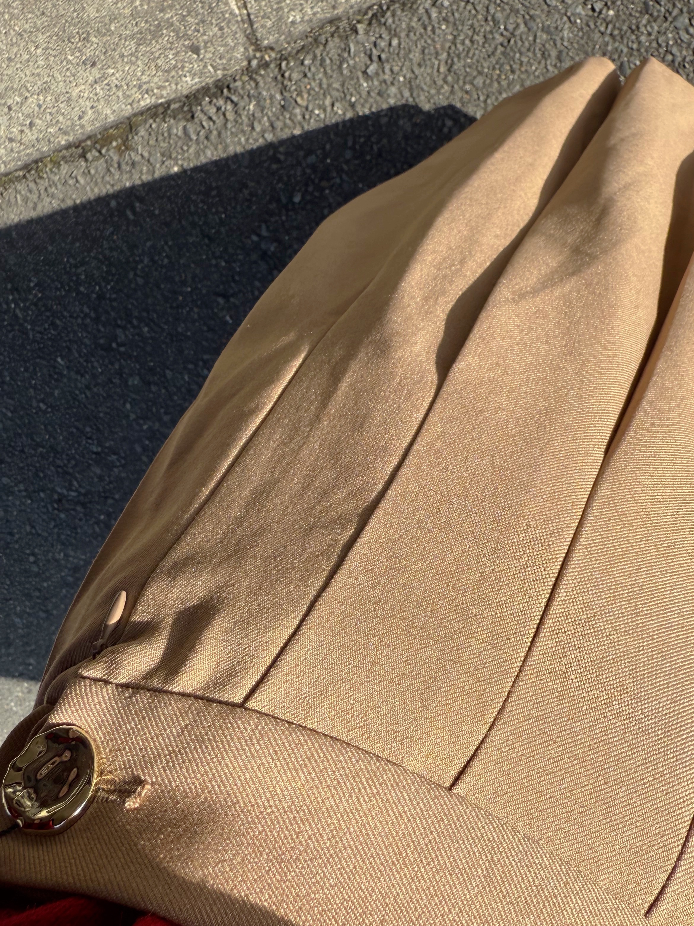 2色•金扣淨色百褶長款半身裙