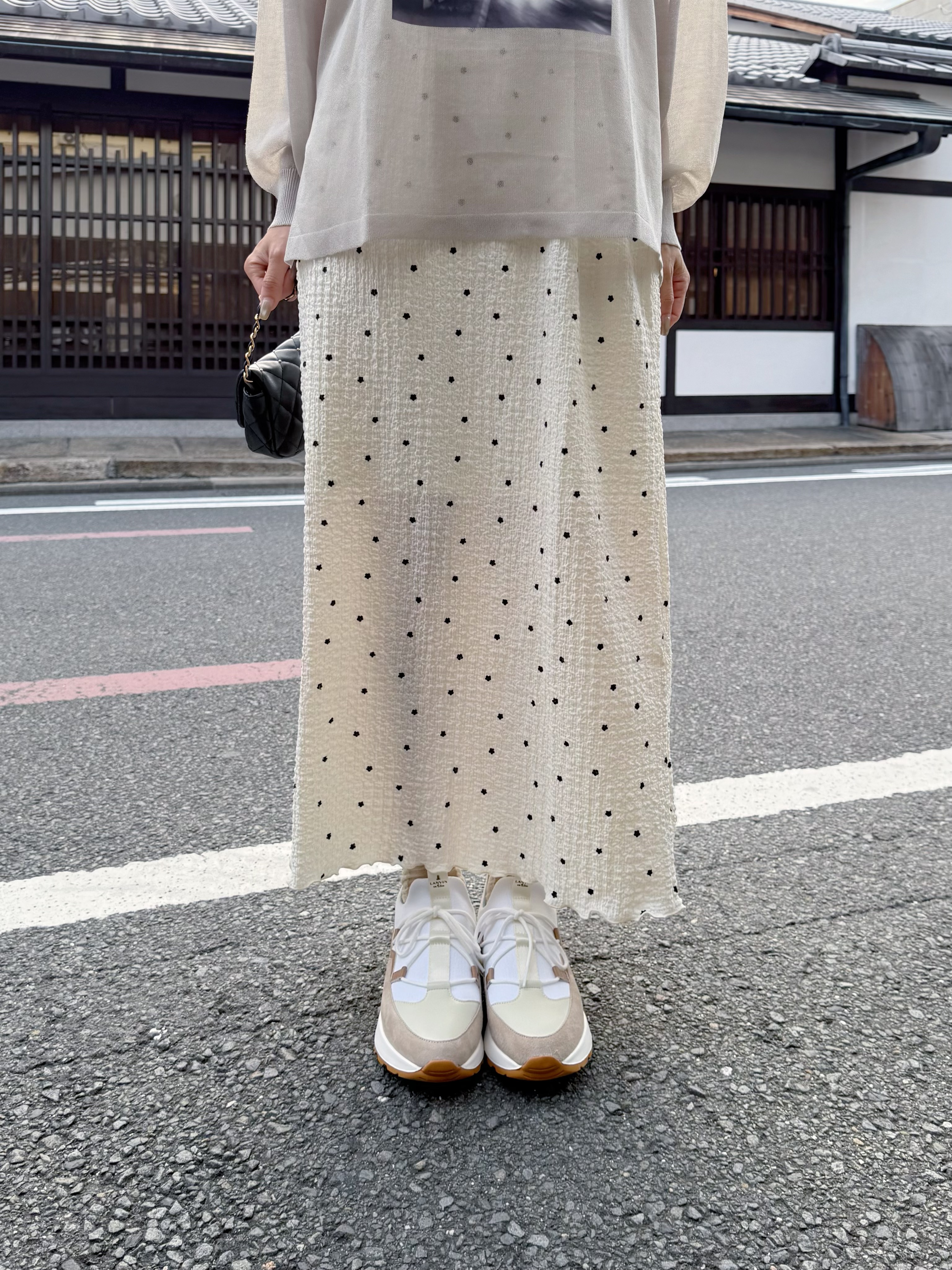 百褶雪紡直長半身裙