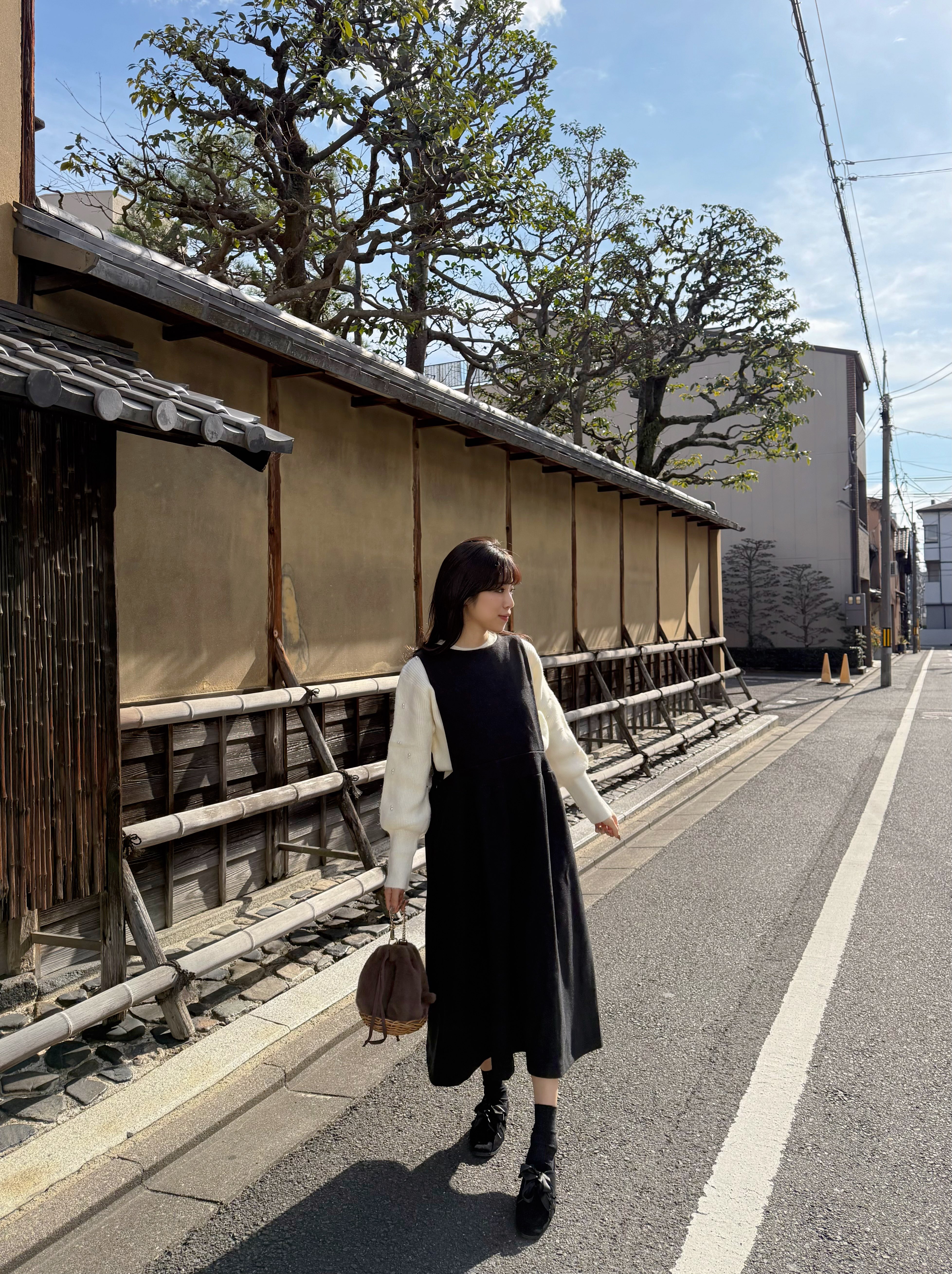 2色•2Way前後蝴蝶結薄絨連身裙