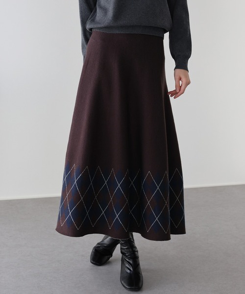 菱格紋針織A字型半臭裙