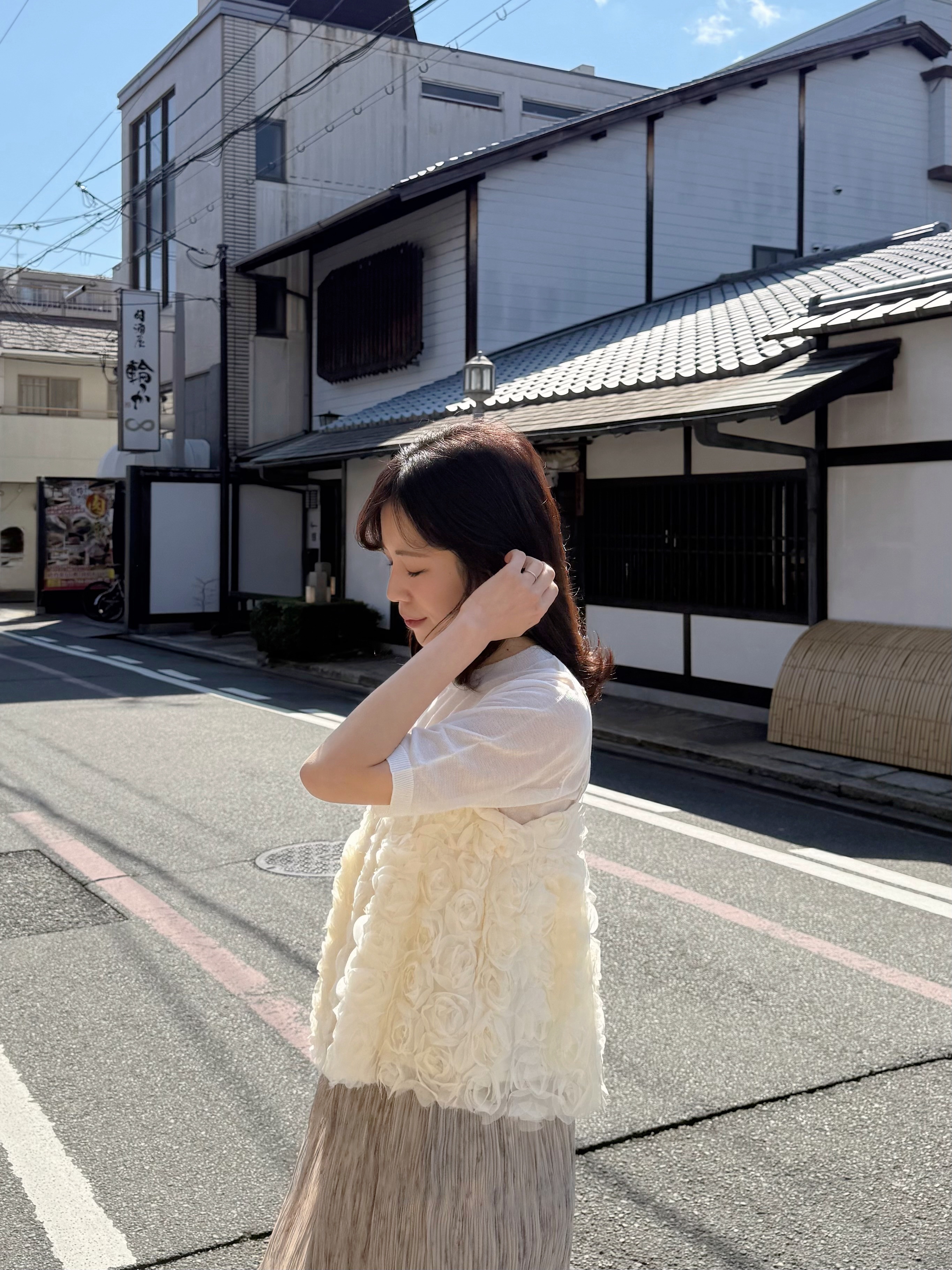 立體紗玫瑰花蓬蓬吊帶背心