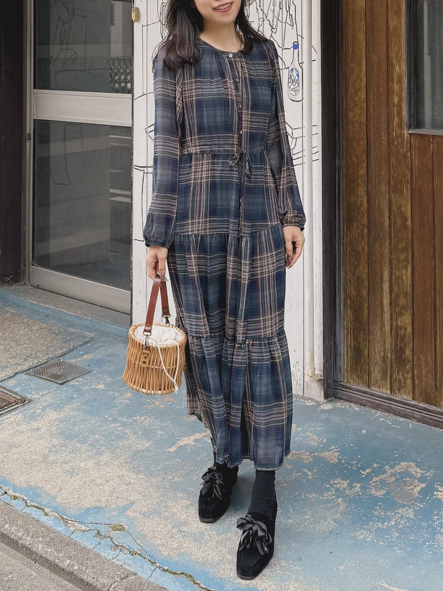 英倫格雪紡連身裙