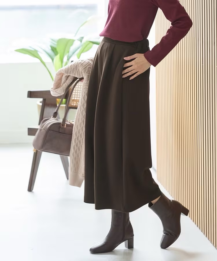 簡約秋冬淨色闊腳褲