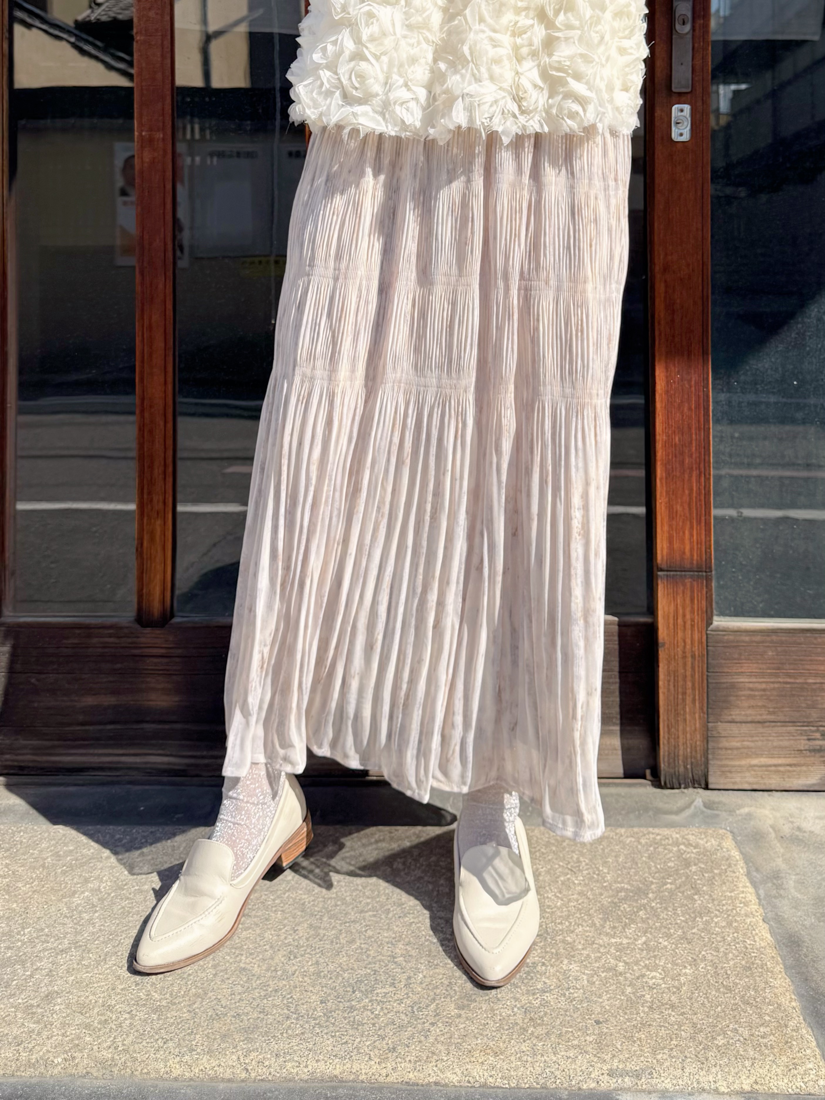 3色•水彩色百摺雪紡半身裙