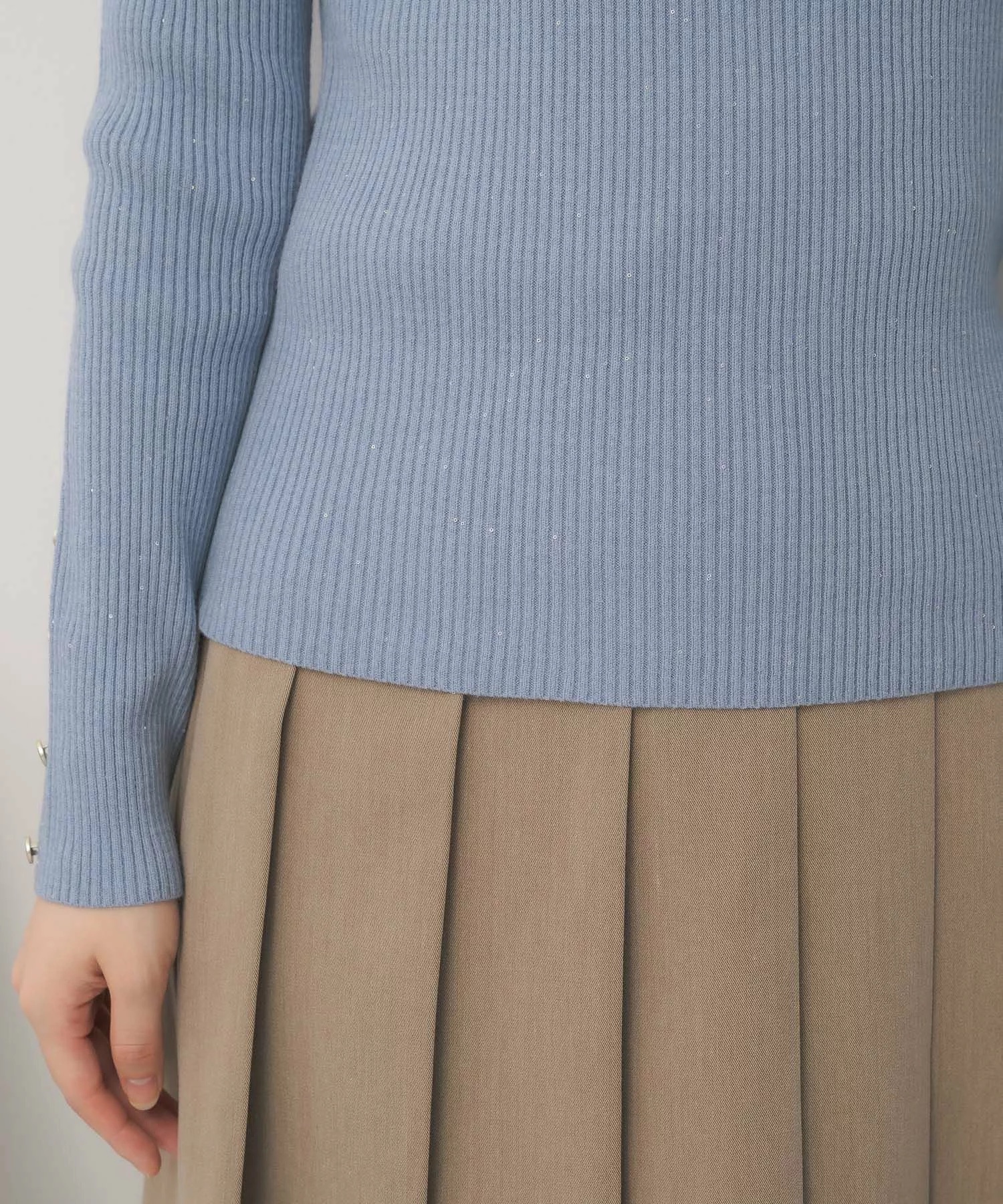 閃閃/ 淨色啞色扣閃閃企領針織