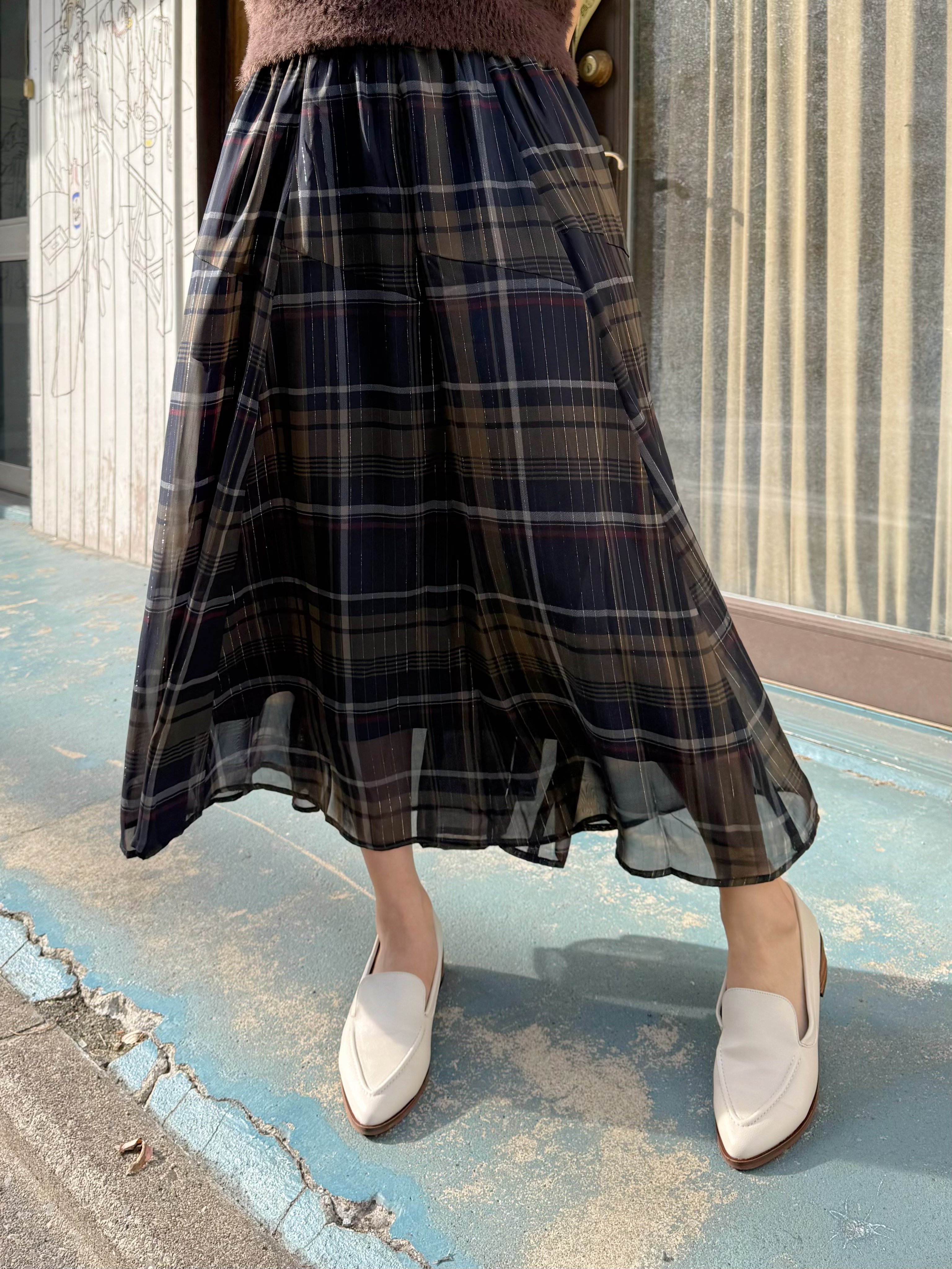 2種長度•印花有袋雪紡半身裙