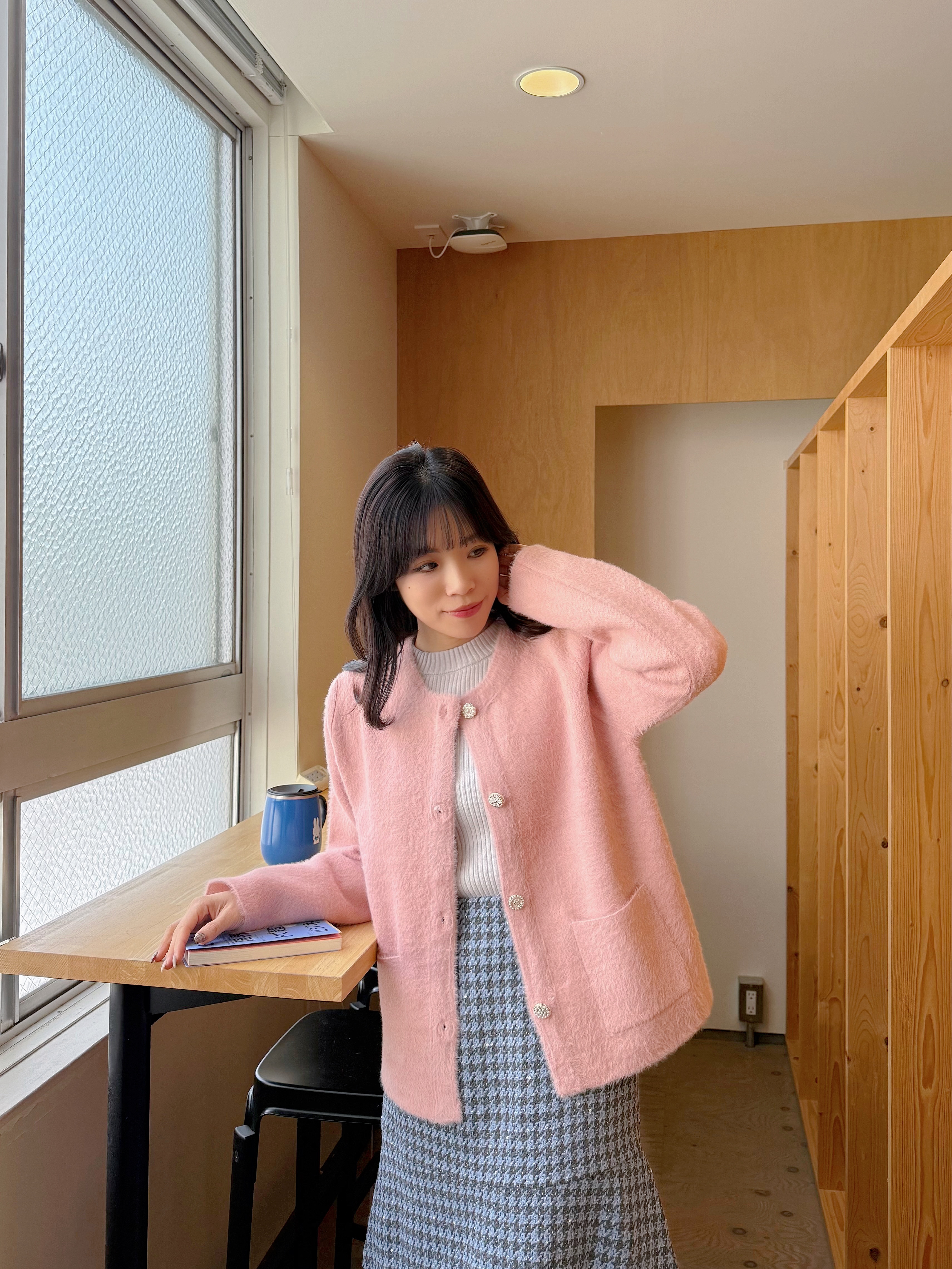 花花鈕扣柔軟毛毛外套