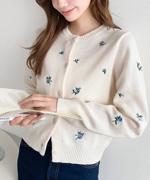 3色•M-L碼•花卉刺繡針織外套
