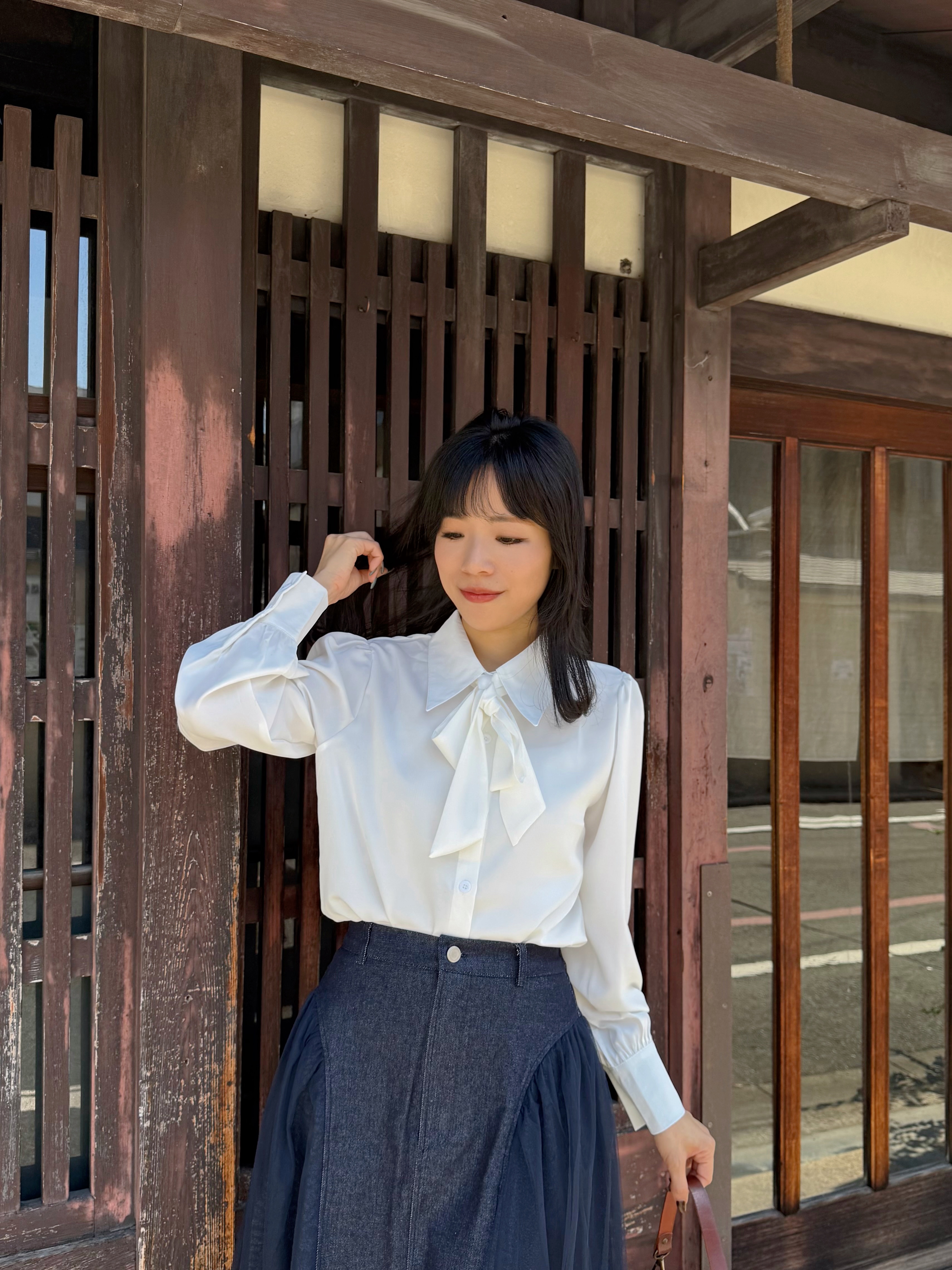 5色•基礎款蝴蝶結雪紡恤衫