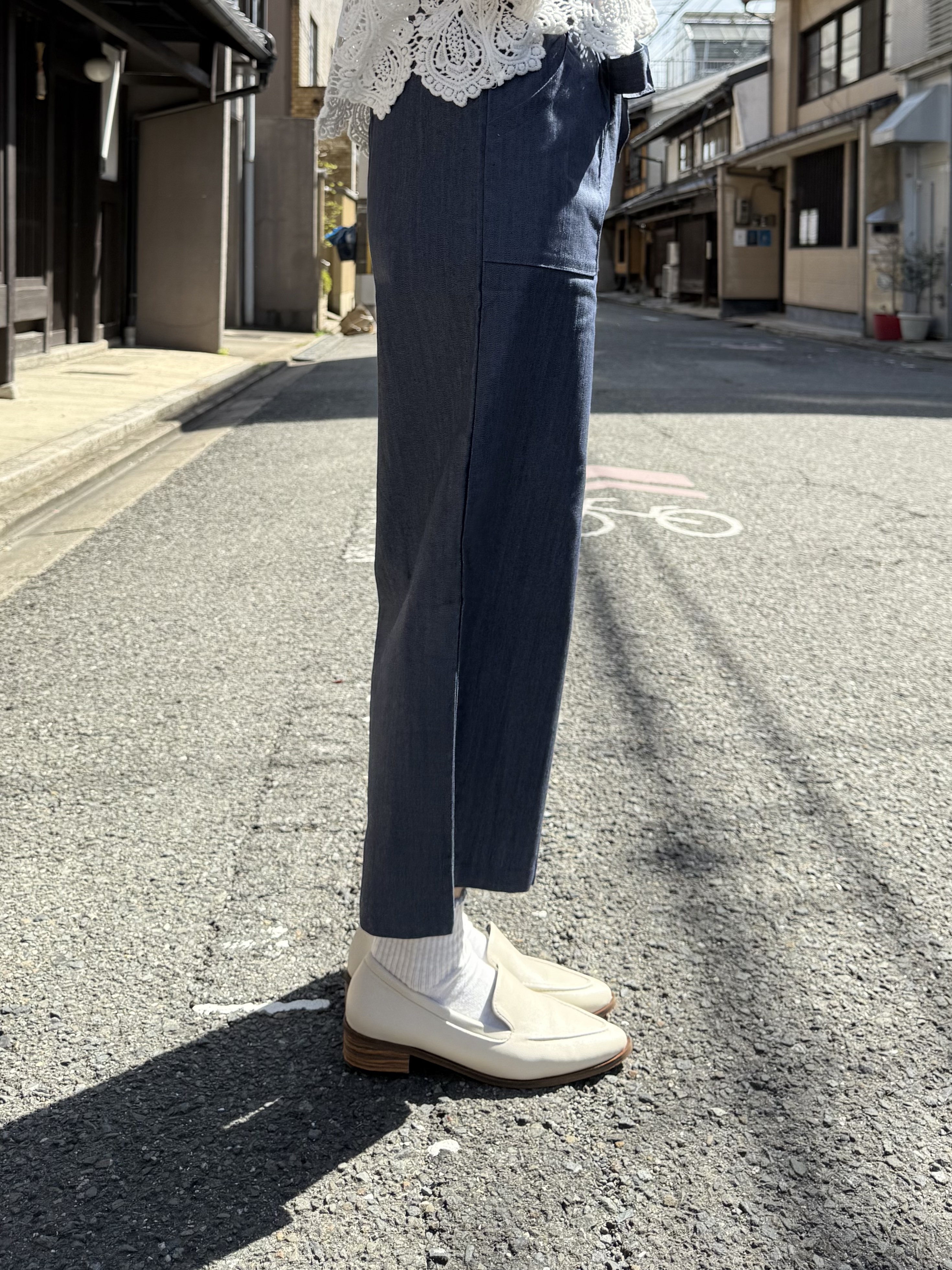 蝴蝶腰帶7分闊腳褲