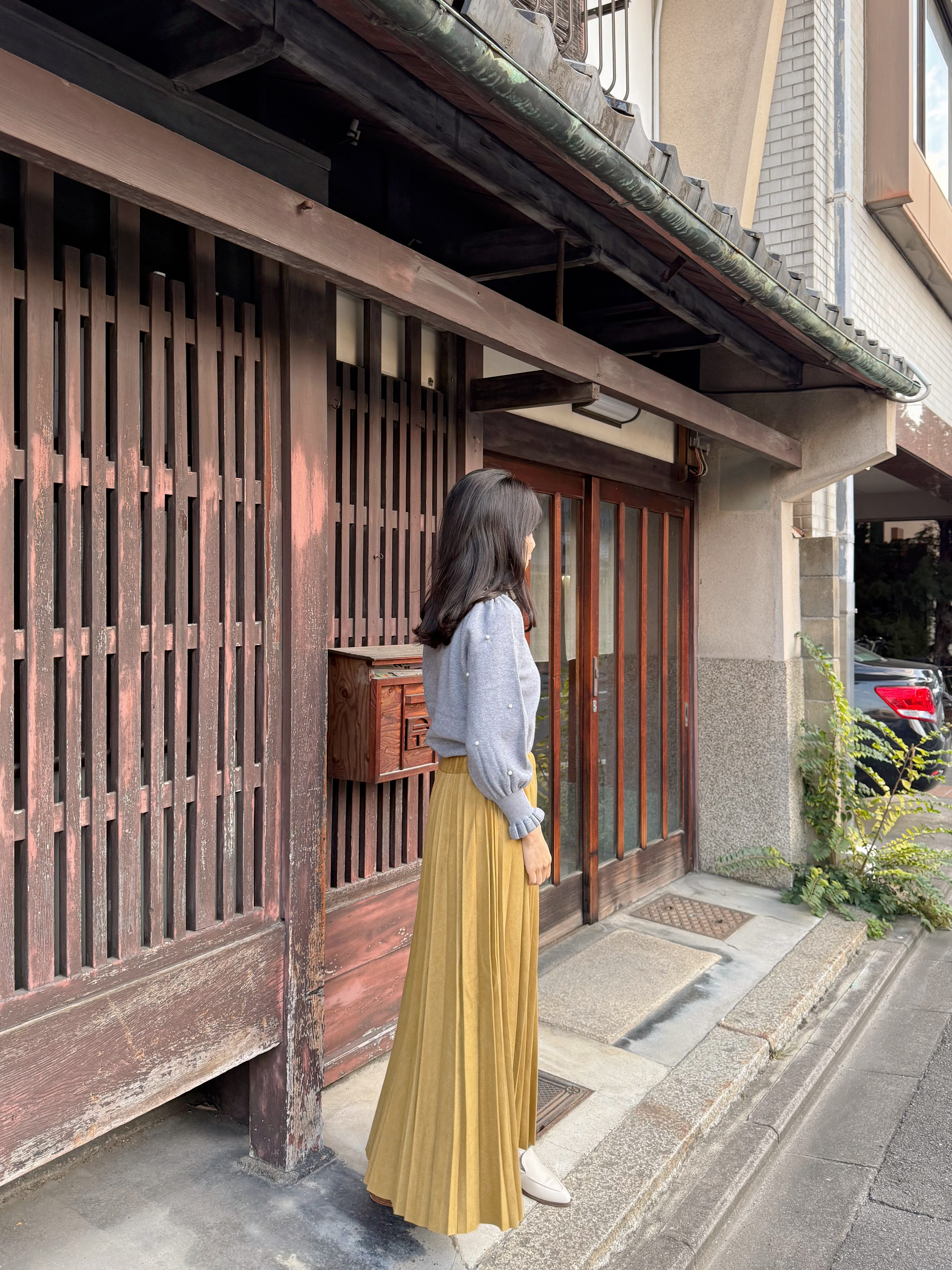 8色•磨毛百褶淨色長款半身裙