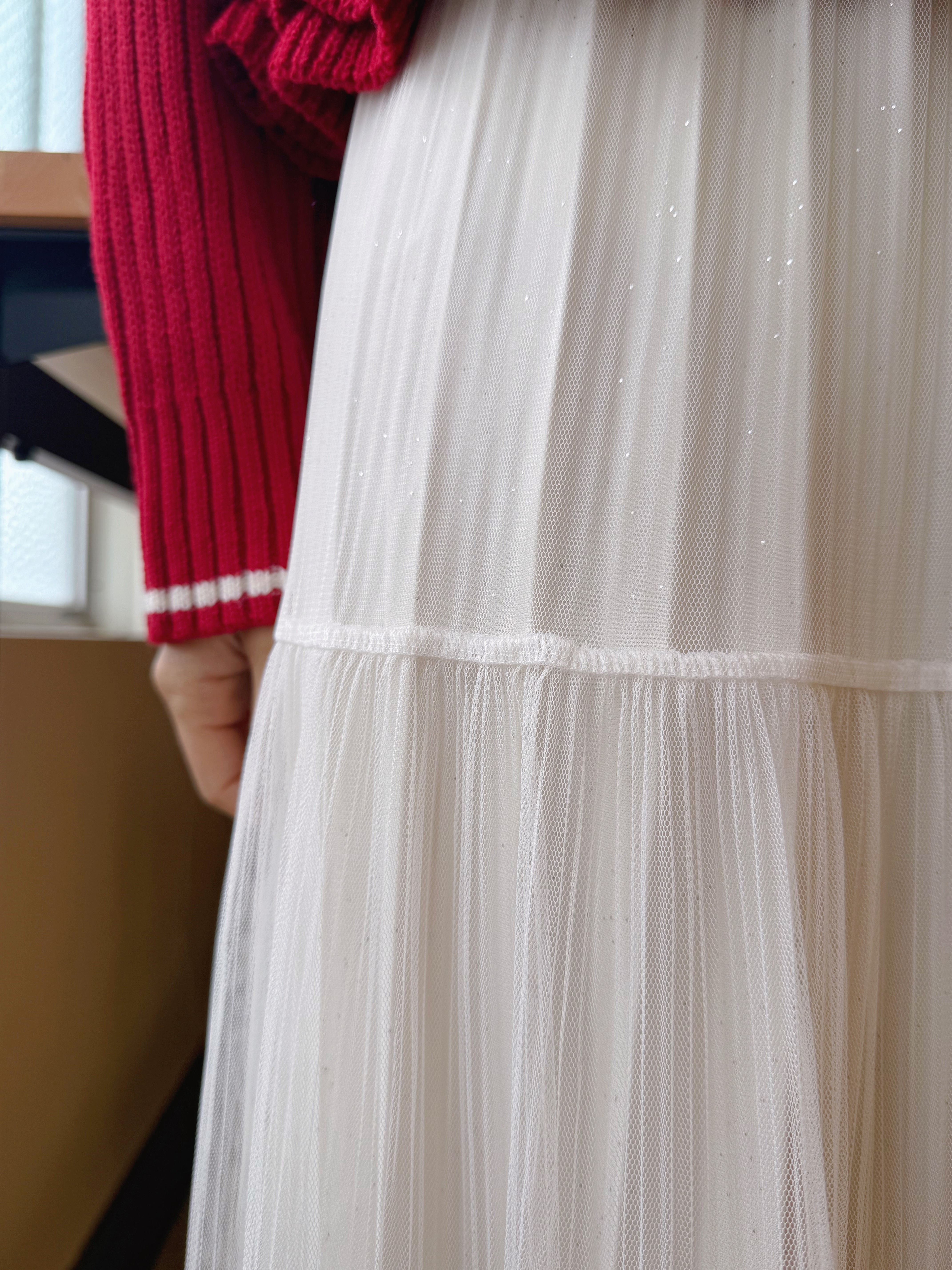 4色•閃閃紗長款半身裙