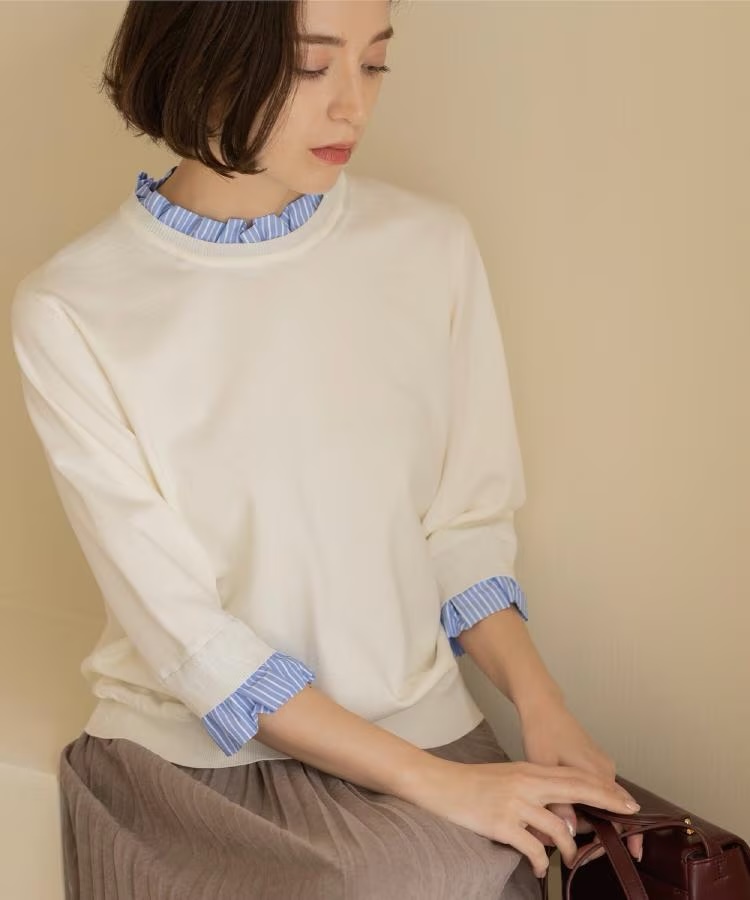 4色•M-L碼•荷葉邊拼接針織上衣(UV防護／隔熱／可機洗)