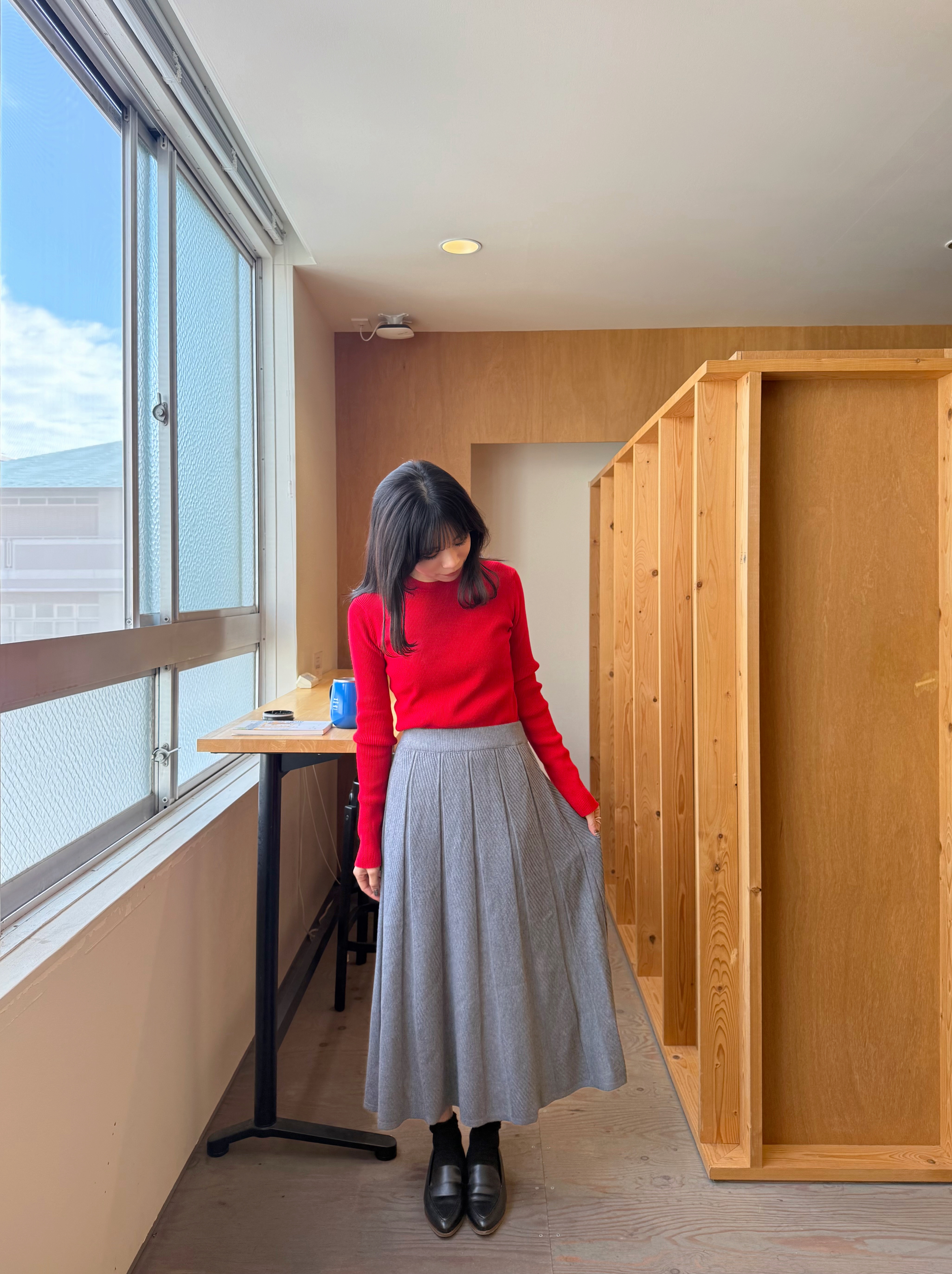 16色•金扣手袖圓領針織上衣