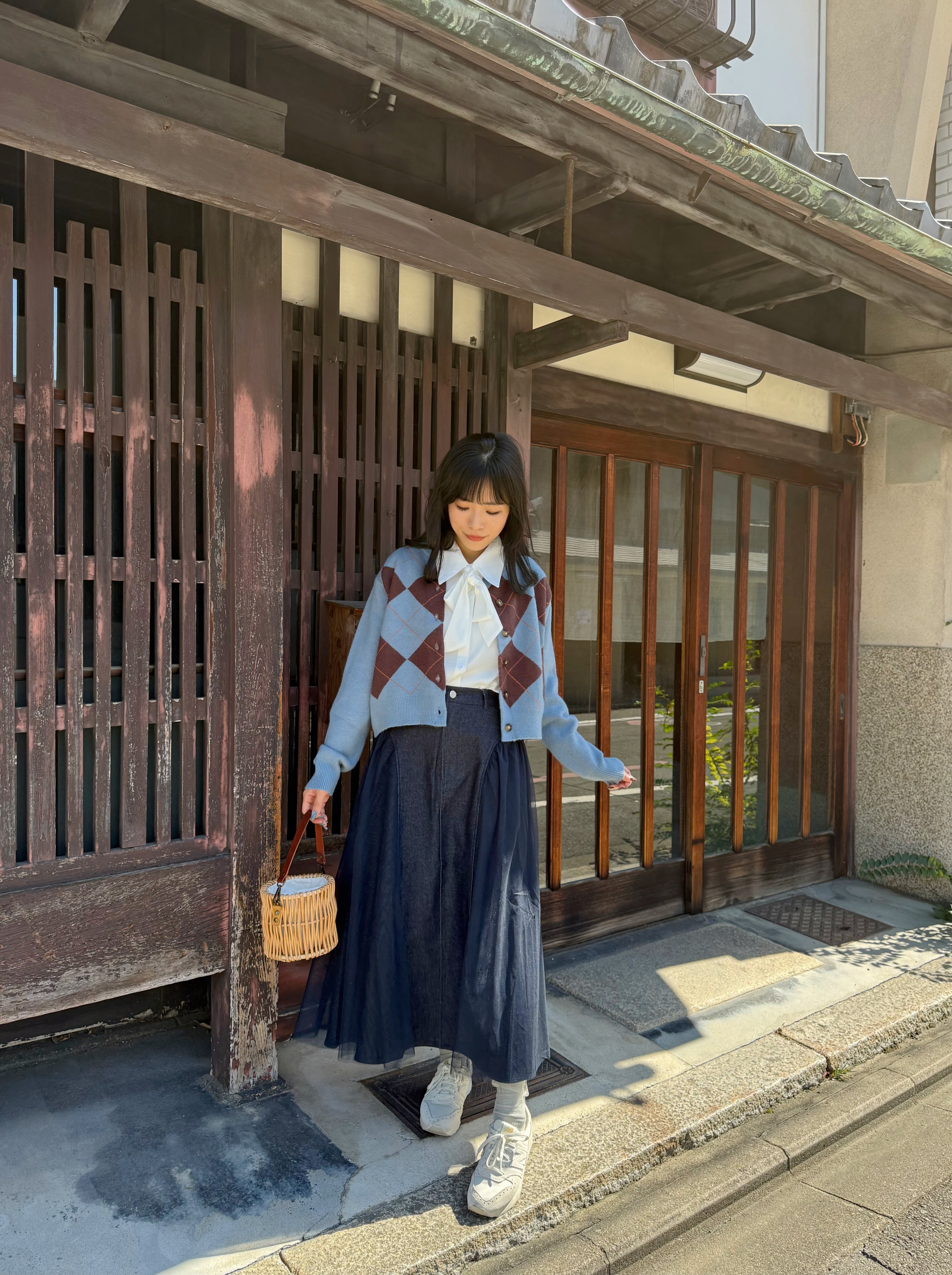 3色•菱格紋針織外套