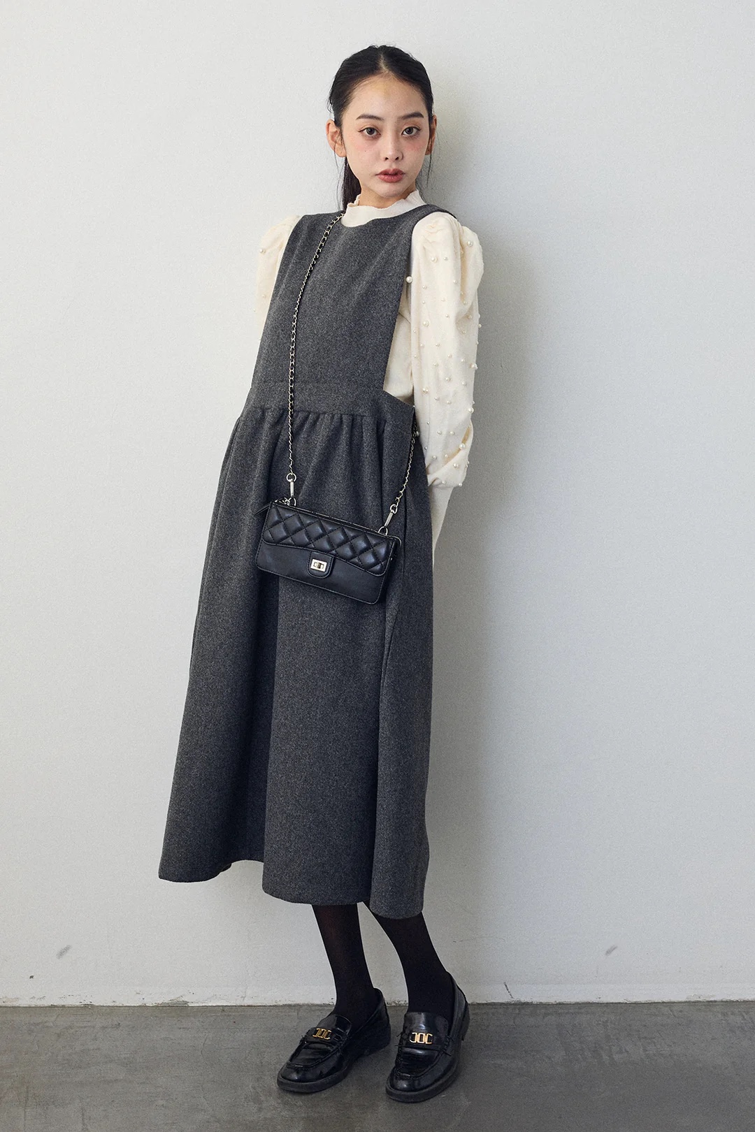 2Way前後蝴蝶結薄絨連身裙